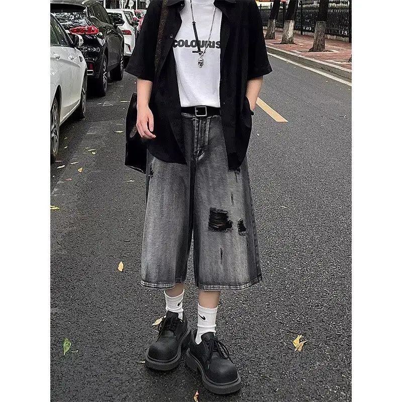 Japanese Brand × Jean Retro loose straight leg wide leg denim shorts Size US 32 / EU 48 - 6 Thumbnail