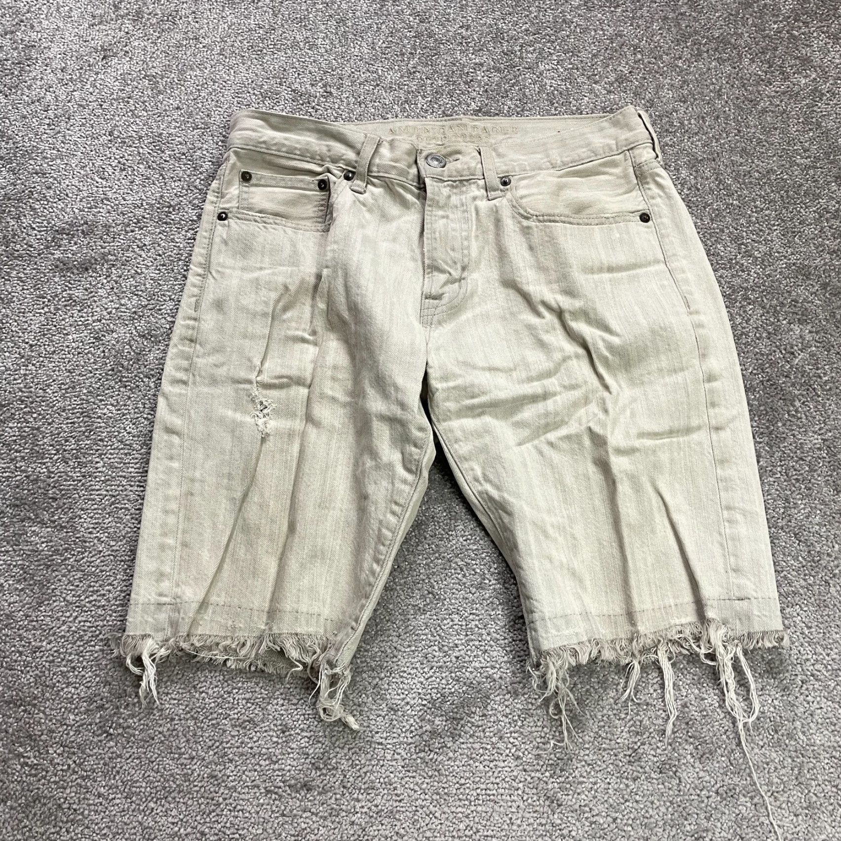 American Eagle Outfitters American Eagle Outfitters Bermuda Jorts Denim Shorts Mens 31 Raw Hem Distresssed Size US 31 - 2 Thumbnail
