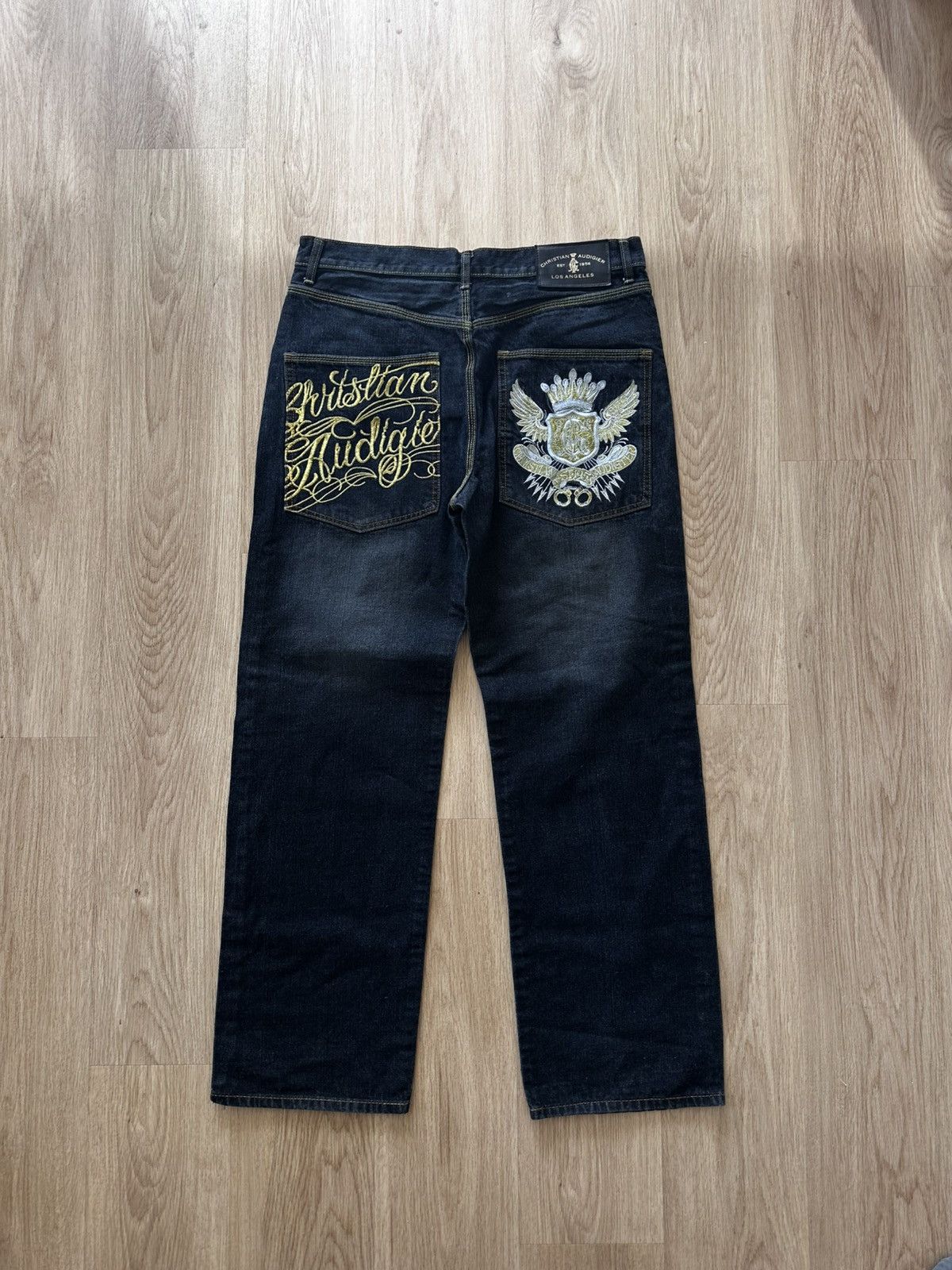 Crazy vintage baggy skater Ed hardy Christian audigier jeans
