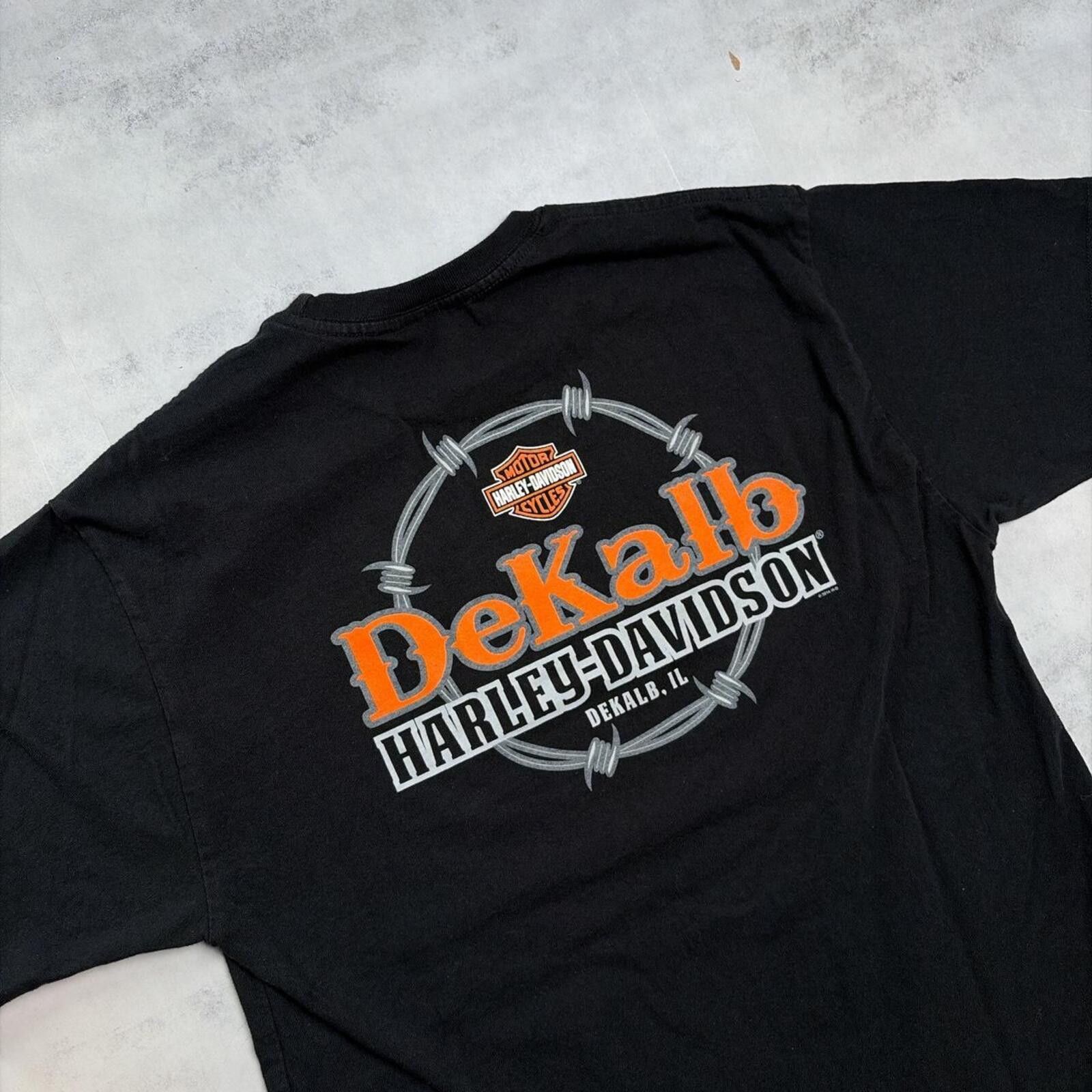Harley Davidson Y2K Black Harley Davidson Grunge Biker T-Shirt Size US L / EU 52-54 / 3 - 6 Thumbnail