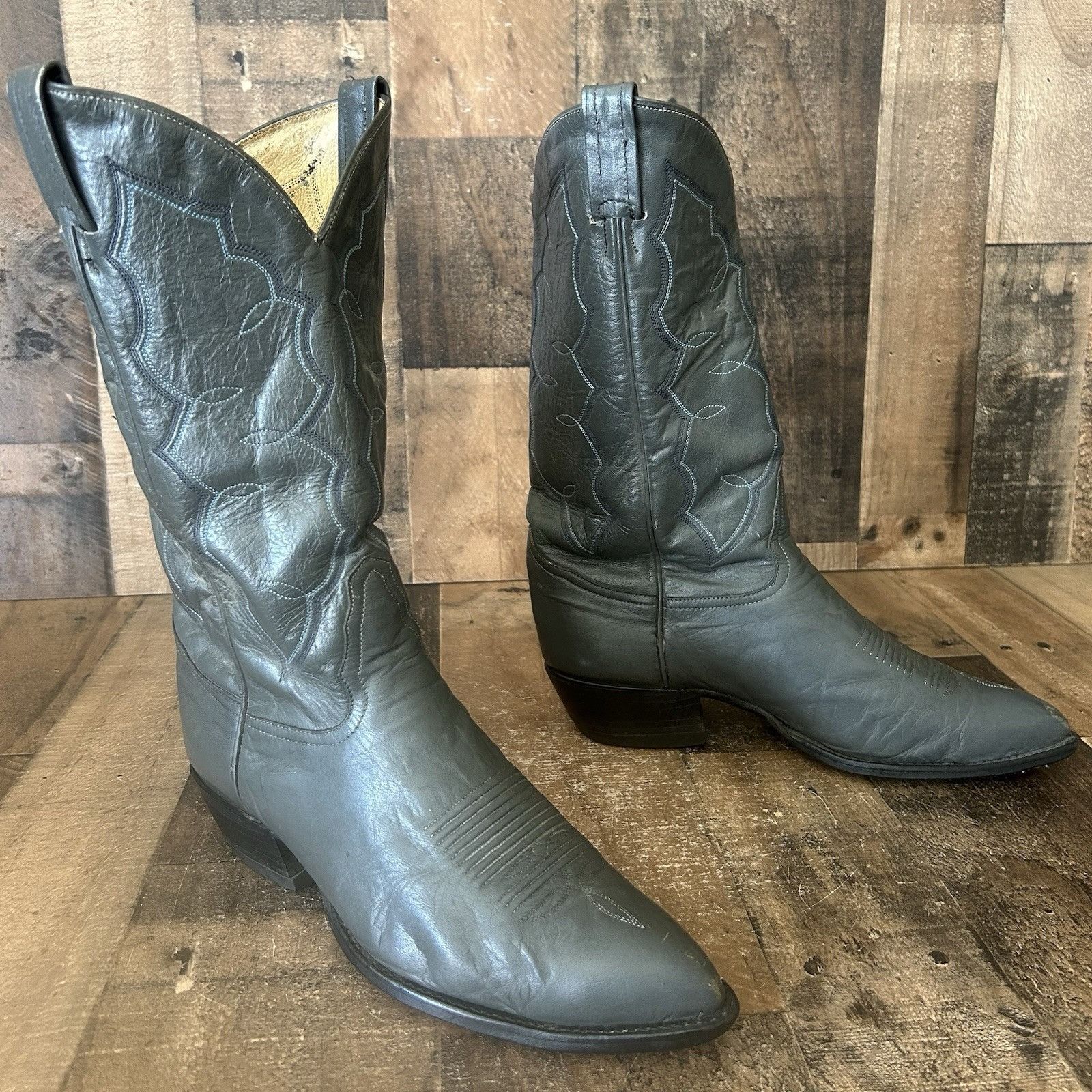 Tony Lama Tony Lama Vintage Gray Western Cowboy Boots Mens 9.5 EE Size US 9.5 / EU 42-43 - 11 Thumbnail