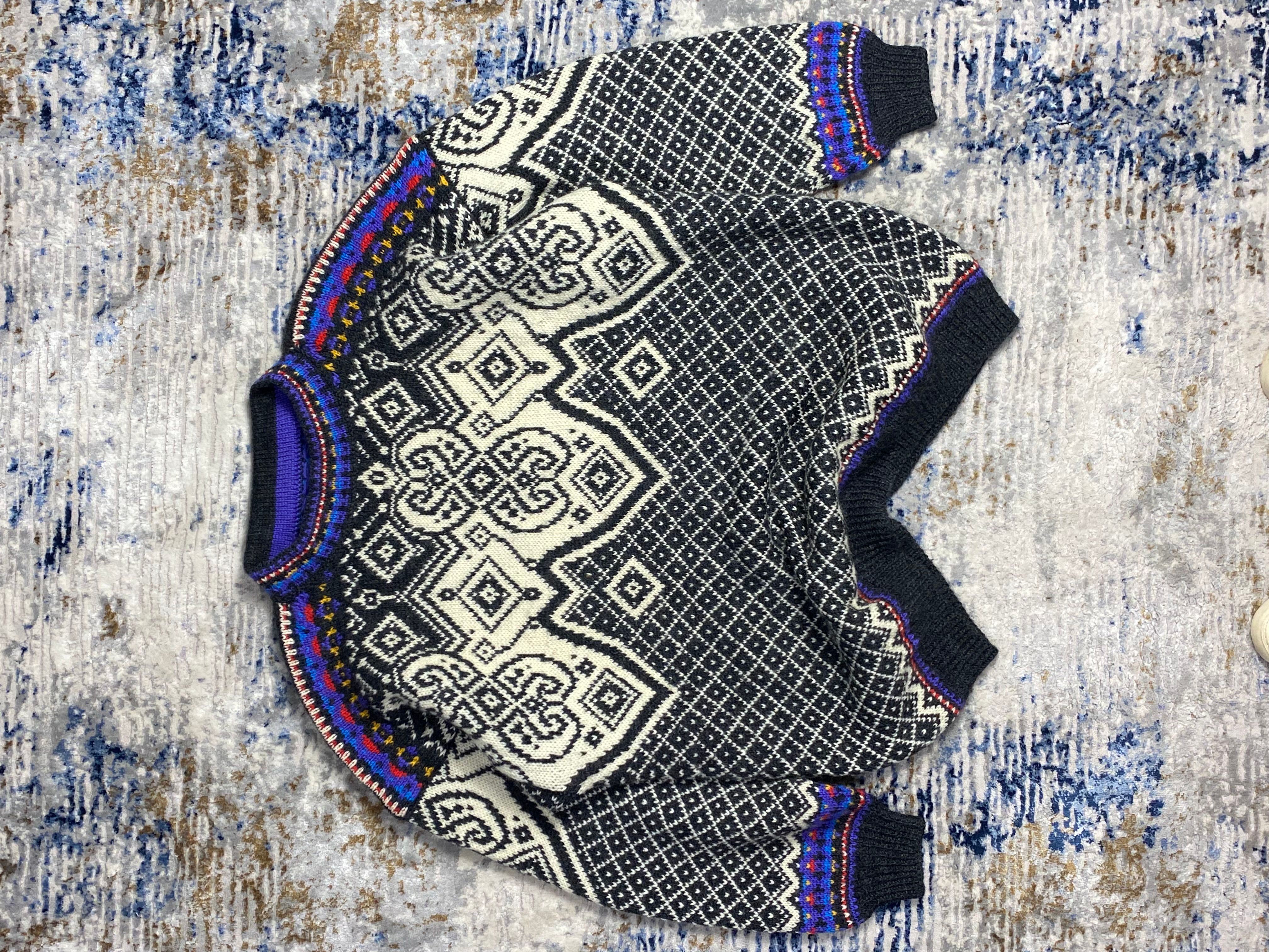 Pre-owned Vintage Handknitted Norway Wool Sweater In Purple