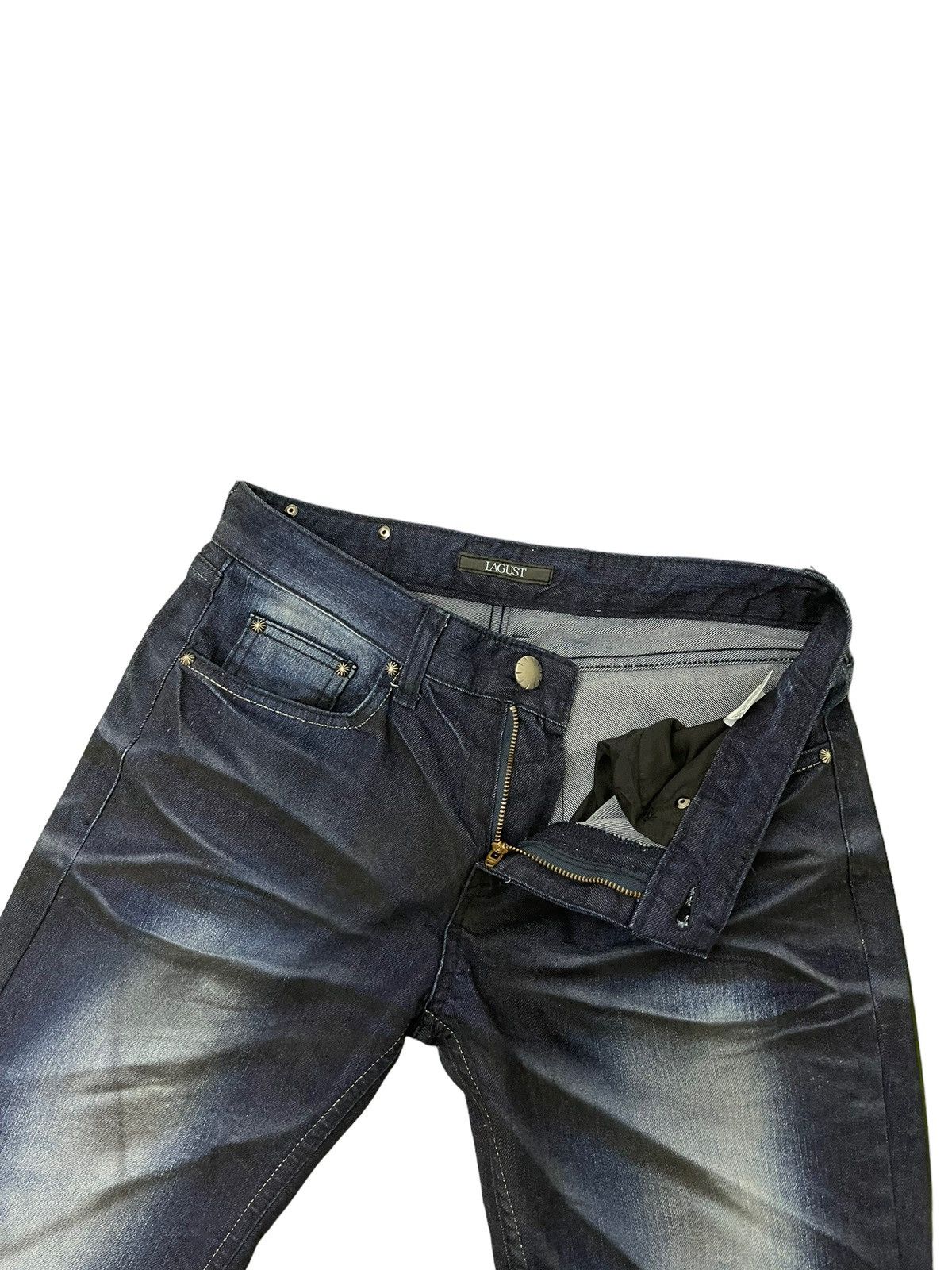 Japanese Brand Slim Jeans Lagust Faded Honeycomb Stretch 8🟦3 Size US 29 - 20 Thumbnail