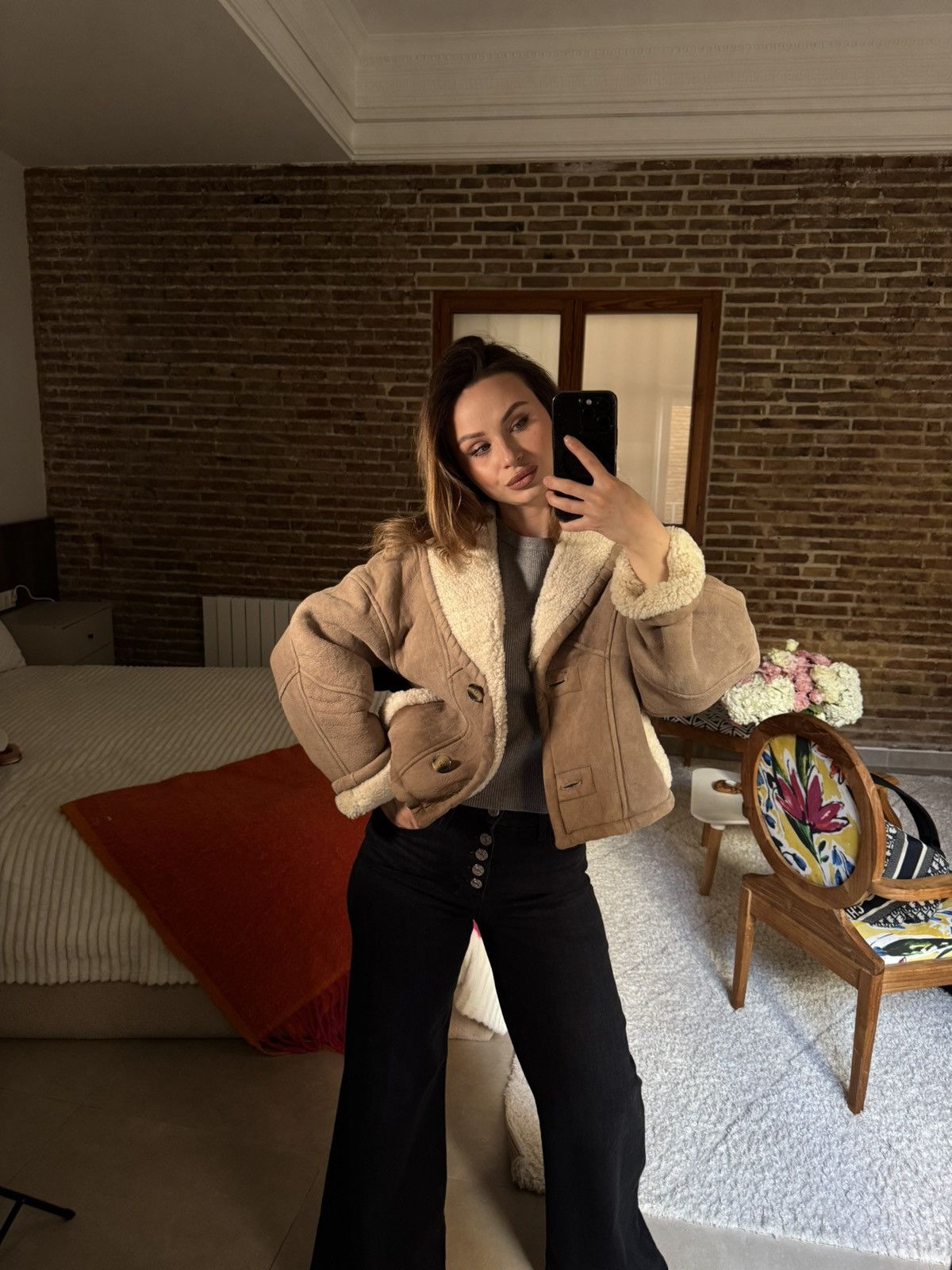 Other Furfuza Shearling Lambskin Jacket Beige Size S / US 4 / IT 40 - 12 Thumbnail
