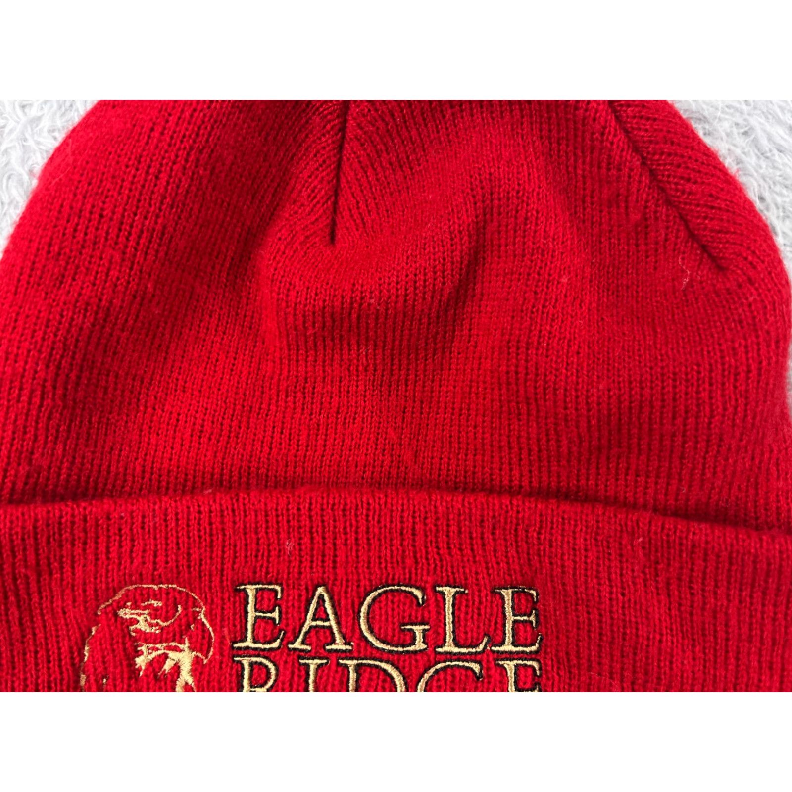 Vintage Eagle Ridge Golf Course Beanie Toque Adult One Size Red Knit 100% Acrylic Golfer Size ONE SIZE - 3 Thumbnail
