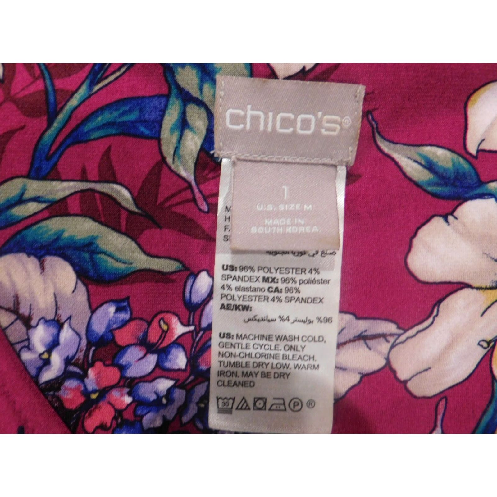 Vintage Chicos Blouse Shirt Womens Red Floral Chief Designer Crew Neck Short Sleeve Pullover Knit Stretch Breathable Classic 1 Size Regular Vintage No Size XS / US 0-2 / IT 36-38 - 4 Thumbnail