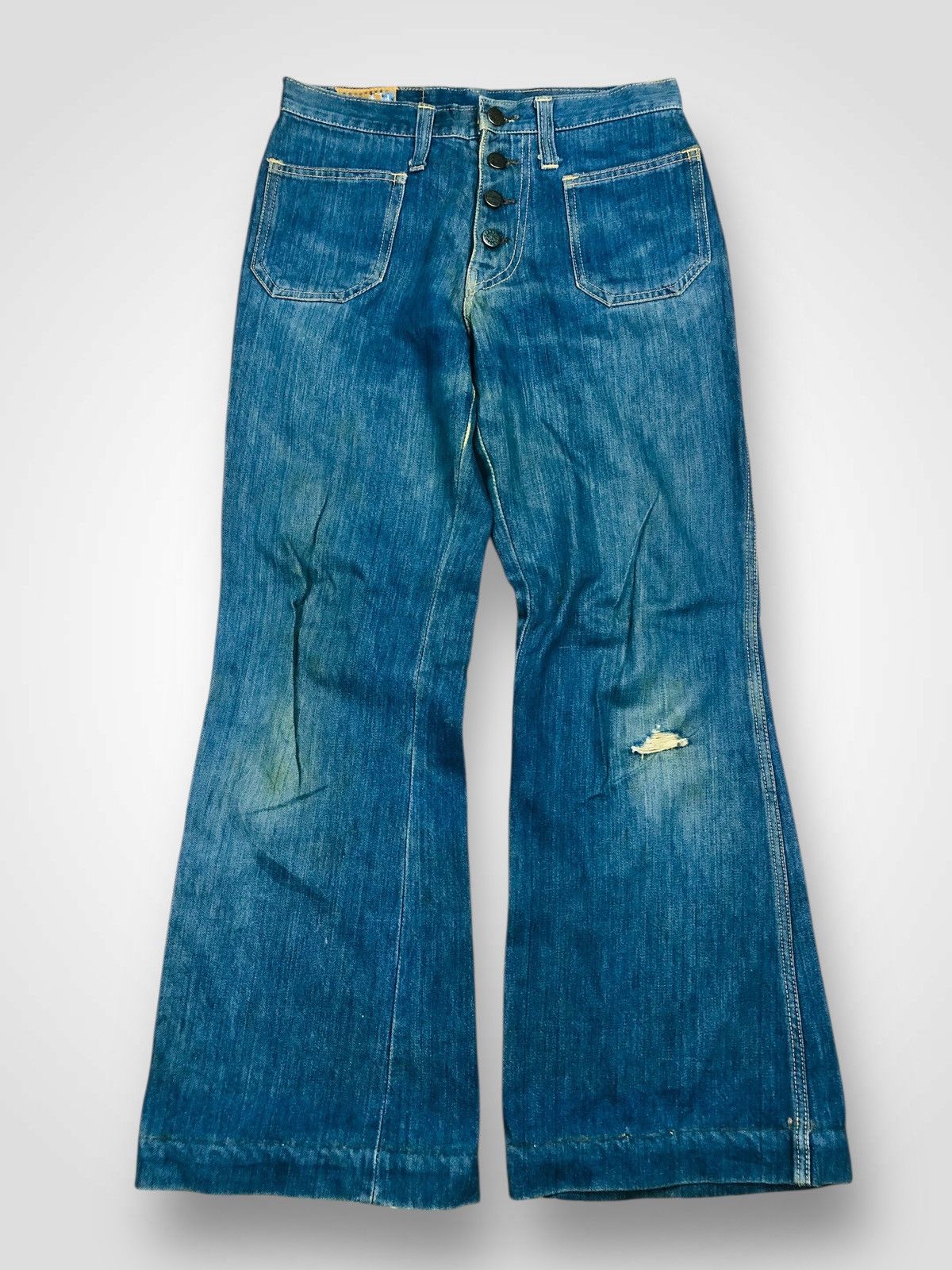 Beauty Beast Rare Vintage Heddon 70s Bell Bottom Flare Jeans (40) Size 32" / US 10 / IT 46 - 1 Thumbnail