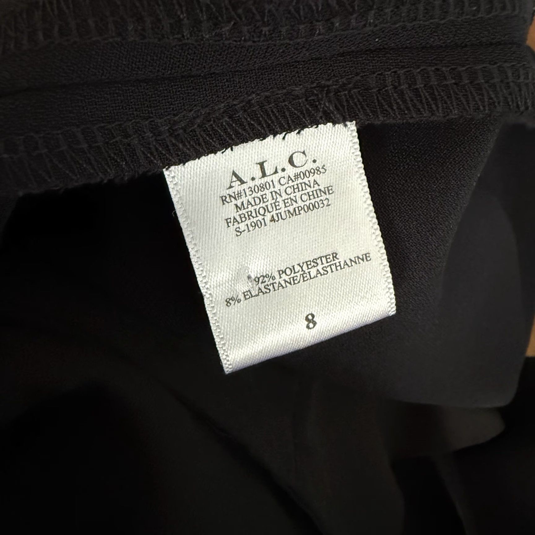 Vintage A.L.C. Wilder Jumpsuit Black Wrap Front Tie Waist Wide Leg Size 8 Ruffle Sleeves Party Cocktail Womens Size 30" / US 8 / IT 44 - 7 Thumbnail