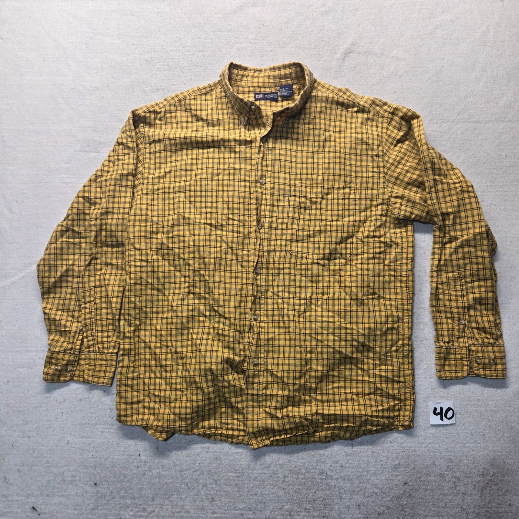 Faded Glory Faded Glory Men’s Button-Up Shirt Long Sleeve Yellow Plaid Cotton Size L Size US L / EU 52-54 / 3 - 2 Thumbnail