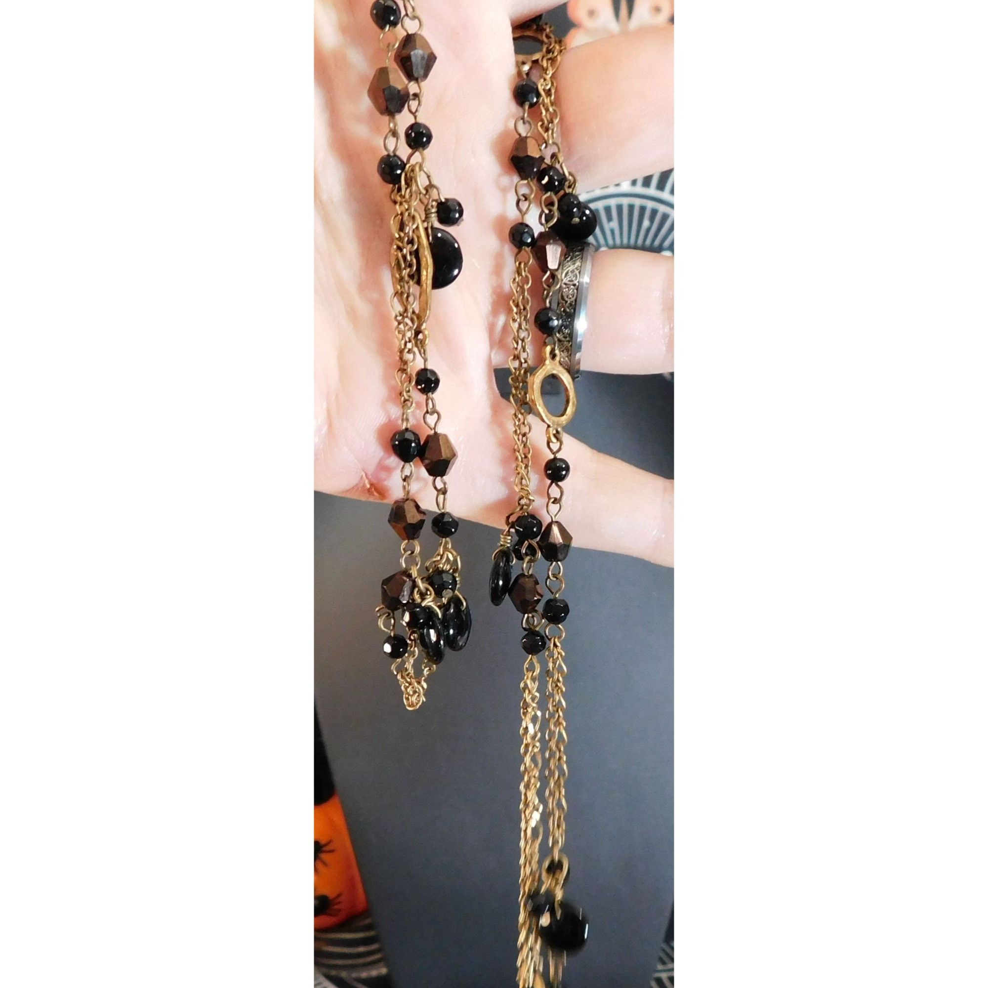 Express Express Glam Goth Art Deco Black And Gold Tone Necklace Size ONE SIZE - 7 Thumbnail