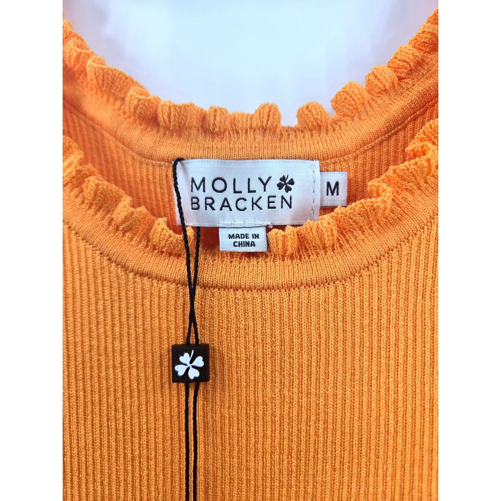 Other NEW Molly Bracken Ribbed Tank Top with Ruffles Orange Medium Size M / US 6-8 / IT 42-44 - 11 Thumbnail