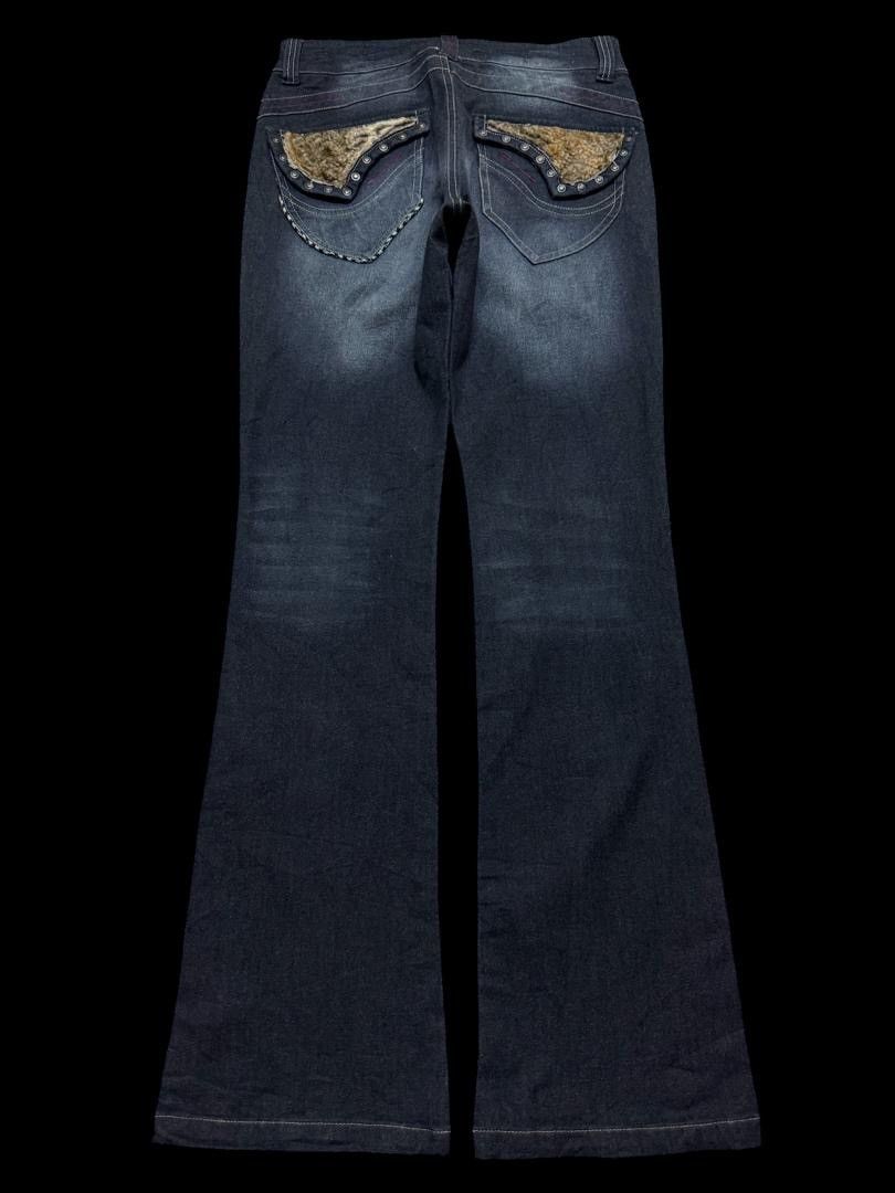 Japanese Brand FLARED Japanese Mudwash Pocket Split Fur Rare Dark Jeans Size US 29 - 1 Thumbnail