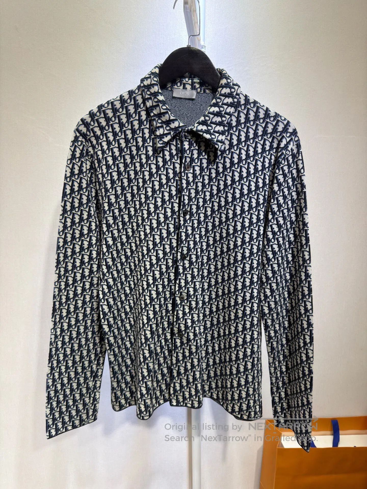 Dior Black Monogram Knit Shirt Size M.