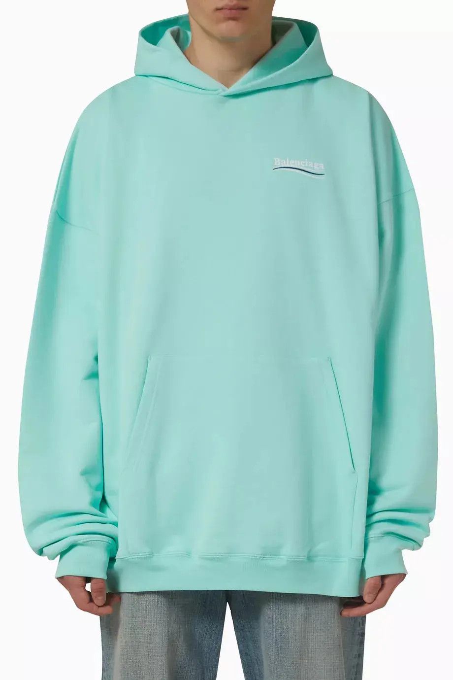 Balenciaga o1bcso1str1224 Political Campaign Hoodie Large Fit Mint Size US XXS / EU 40 - 1 Thumbnail