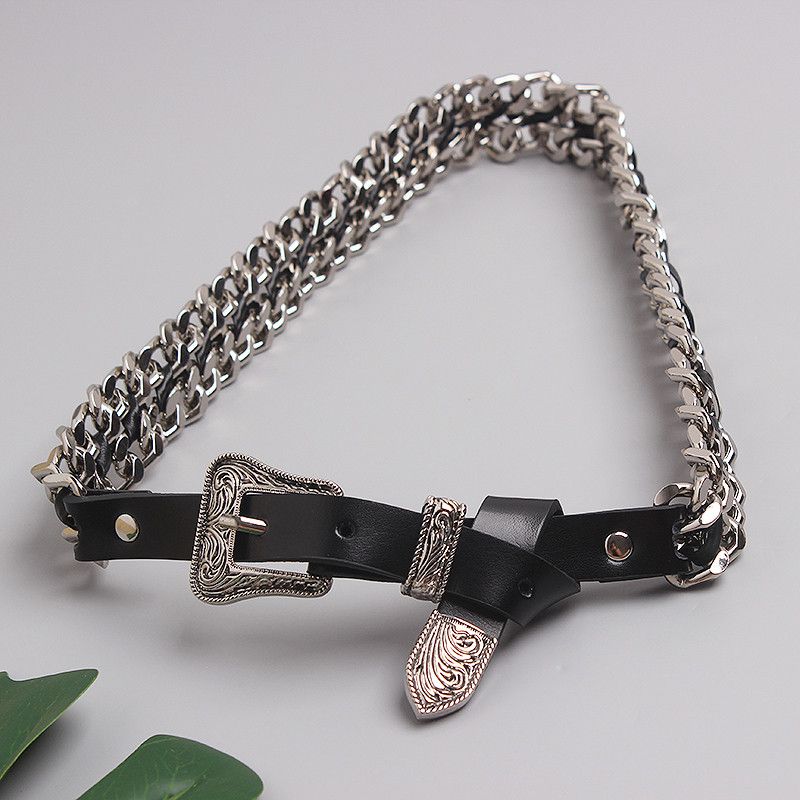Vintage Carved Buckle Twisted Metal Chain Belts Size ONE SIZE - 1 Thumbnail