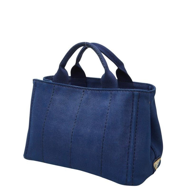 Prada Prada Triangle Logo Plate Canapa Mini Handbag Blue Size ONE SIZE - 3 Thumbnail