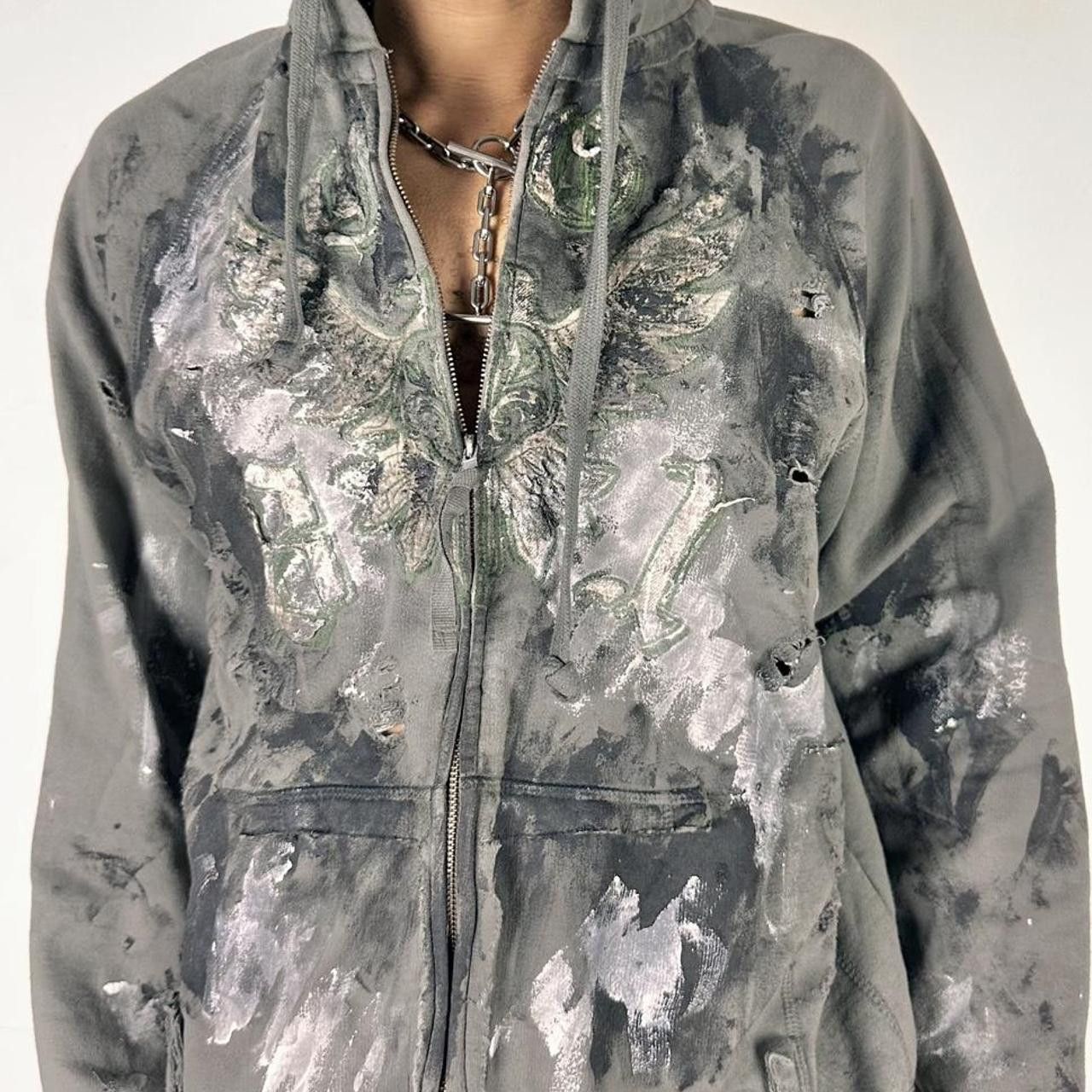 Other ASTROBOI* Y2K Indie Grunge Gray Painted Sweatshirt - Large Size US L / EU 52-54 / 3 - 2 Thumbnail