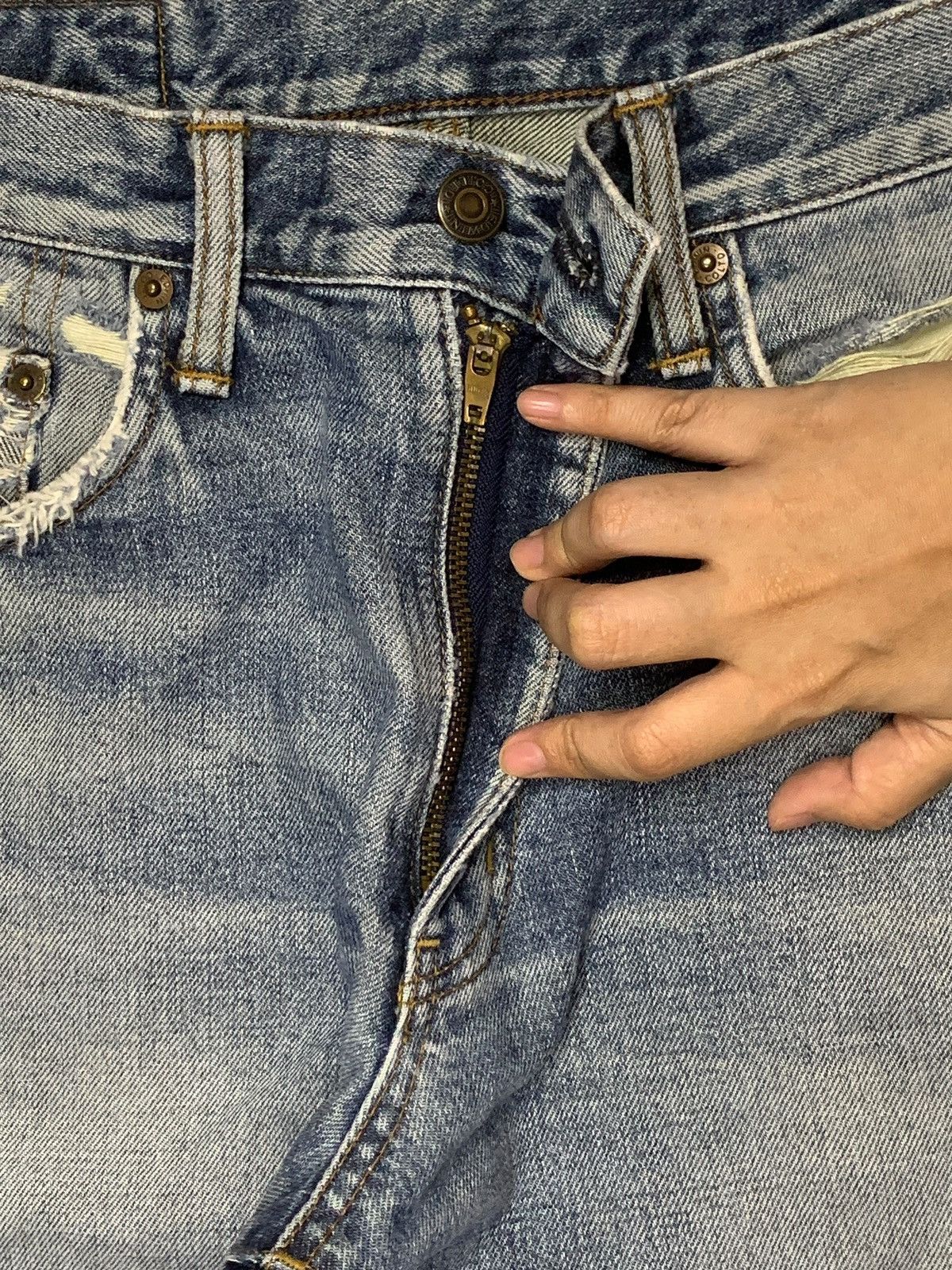 Edwin × Japanese Brand SALES🔥Vintage Edwin Faded Blue Wash Distress Baggy Jeans Size US 29 - 3 Thumbnail