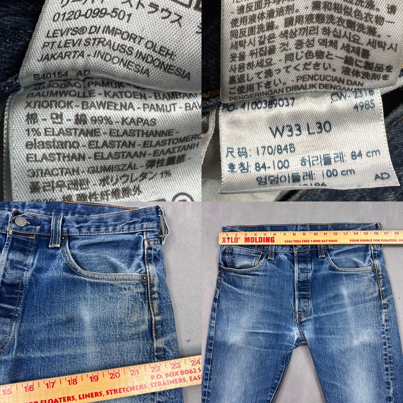 Levi's Levi's 501 Jeans Mens 33x30 Blue Pants Button Fly Work Denim Straight Regular Size US 33 - 9 Thumbnail