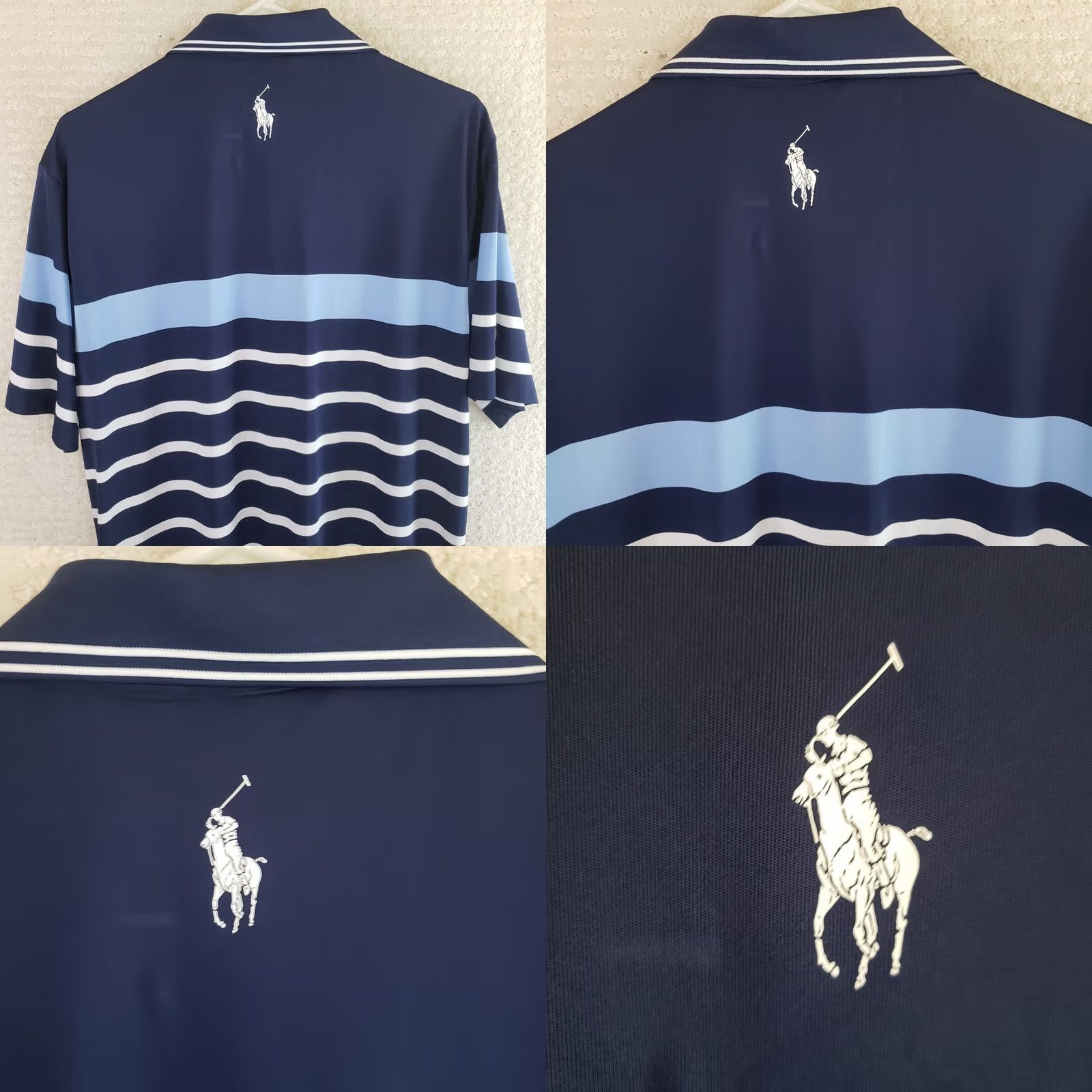Polo Ralph Lauren VINTAGE Polo Ralph Lauren Shirt Mens LBlue Stripe Performance PGA Championship Logo Size US L / EU 52-54 / 3 - 8 Thumbnail