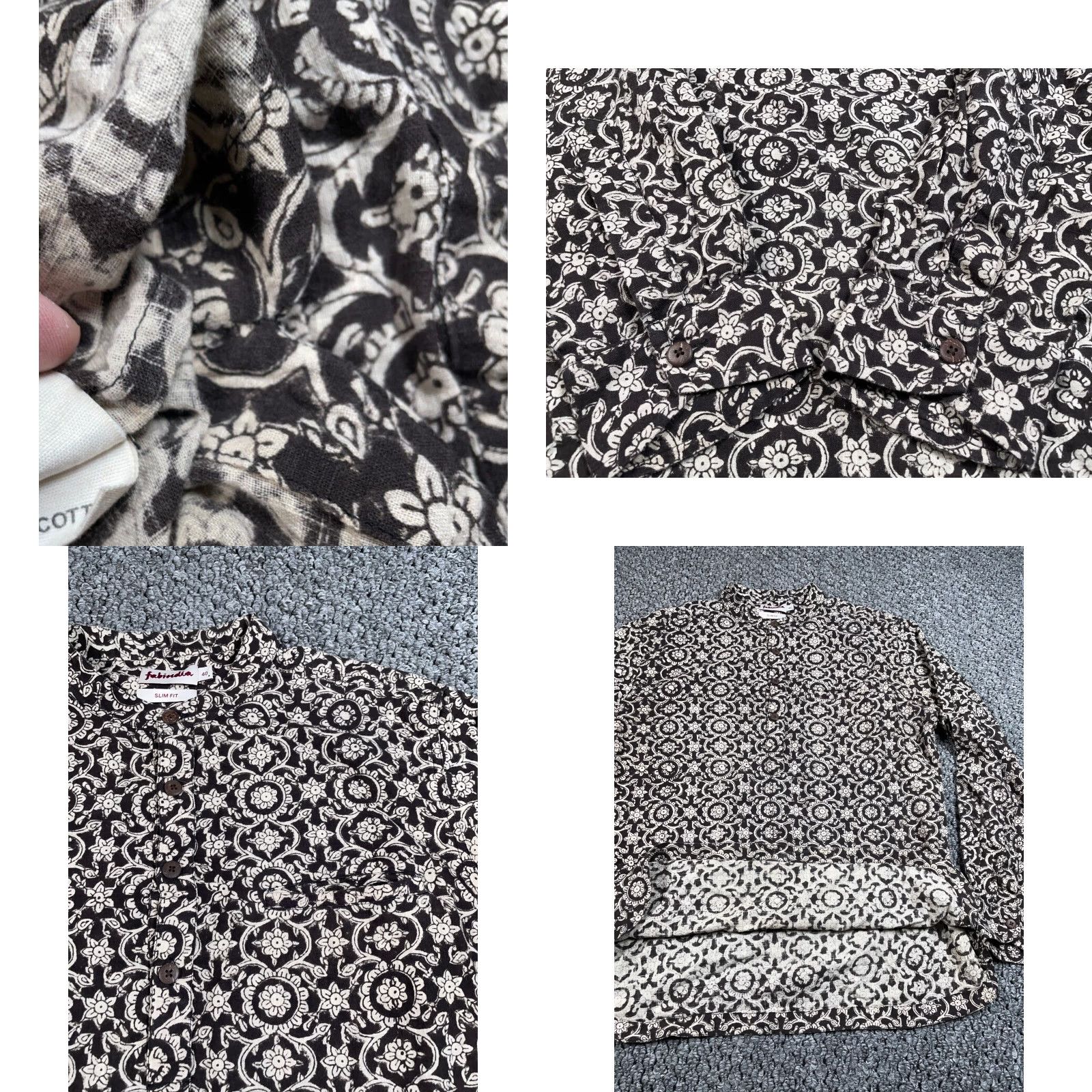 Vintage VINTAGE Fabindia Band Collar Shirt Mens M Black Geometric 40 Button-Up Long Sleeve Henley Casual Retro Hippie Shirt Size US M / EU 48-50 / 2 - 9 Thumbnail
