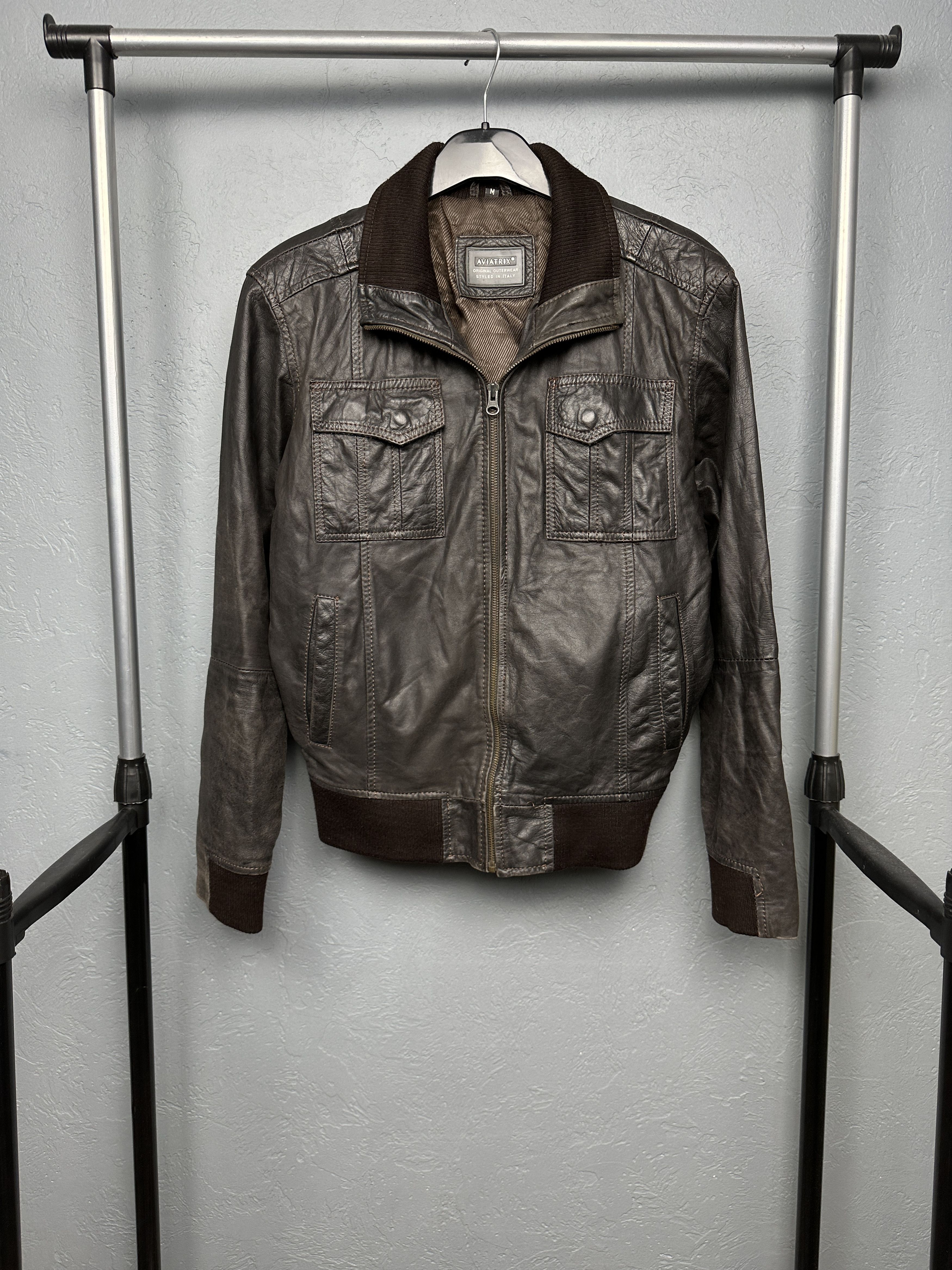 Genuine Leather Aviatrix Vintage Mens Military Leather Jacket Size US M / EU 48-50 / 2 - 1 Thumbnail