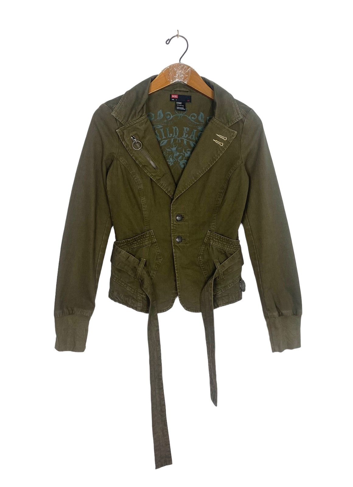 Diesel Rare‼️ Diesel Khaki Tie Waist Jacket Size XS / US 0-2 / IT 36-38 - 1 Thumbnail