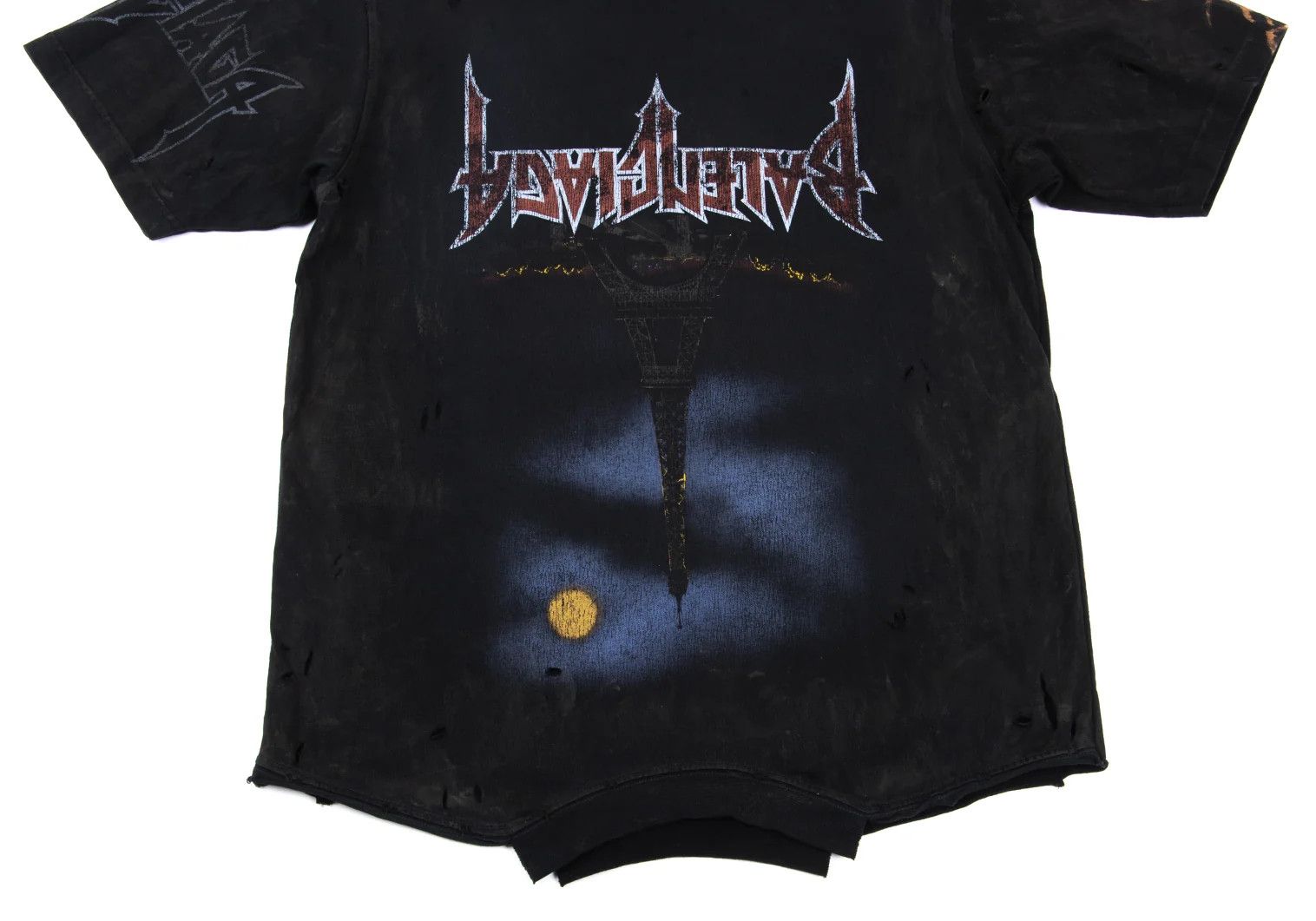 Balenciaga Paris Moon Upside Down Destroyed Print Oversized T-Shirt Size US L / EU 52-54 / 3 - 9 Thumbnail