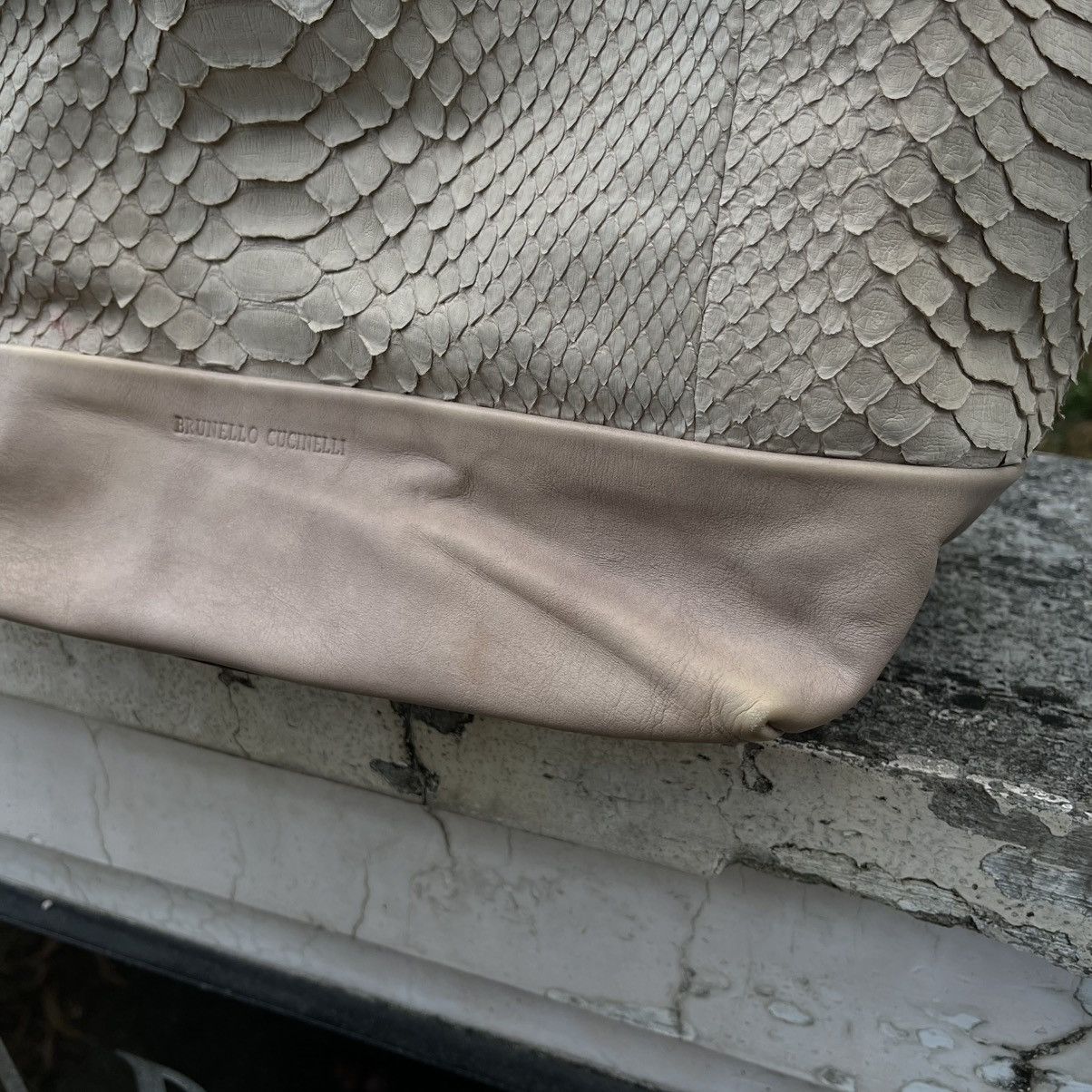 Brunello Cucinelli Brunello Cucinelli Snakeskin-Textured Leather Tote Bag Size ONE SIZE - 7 Thumbnail