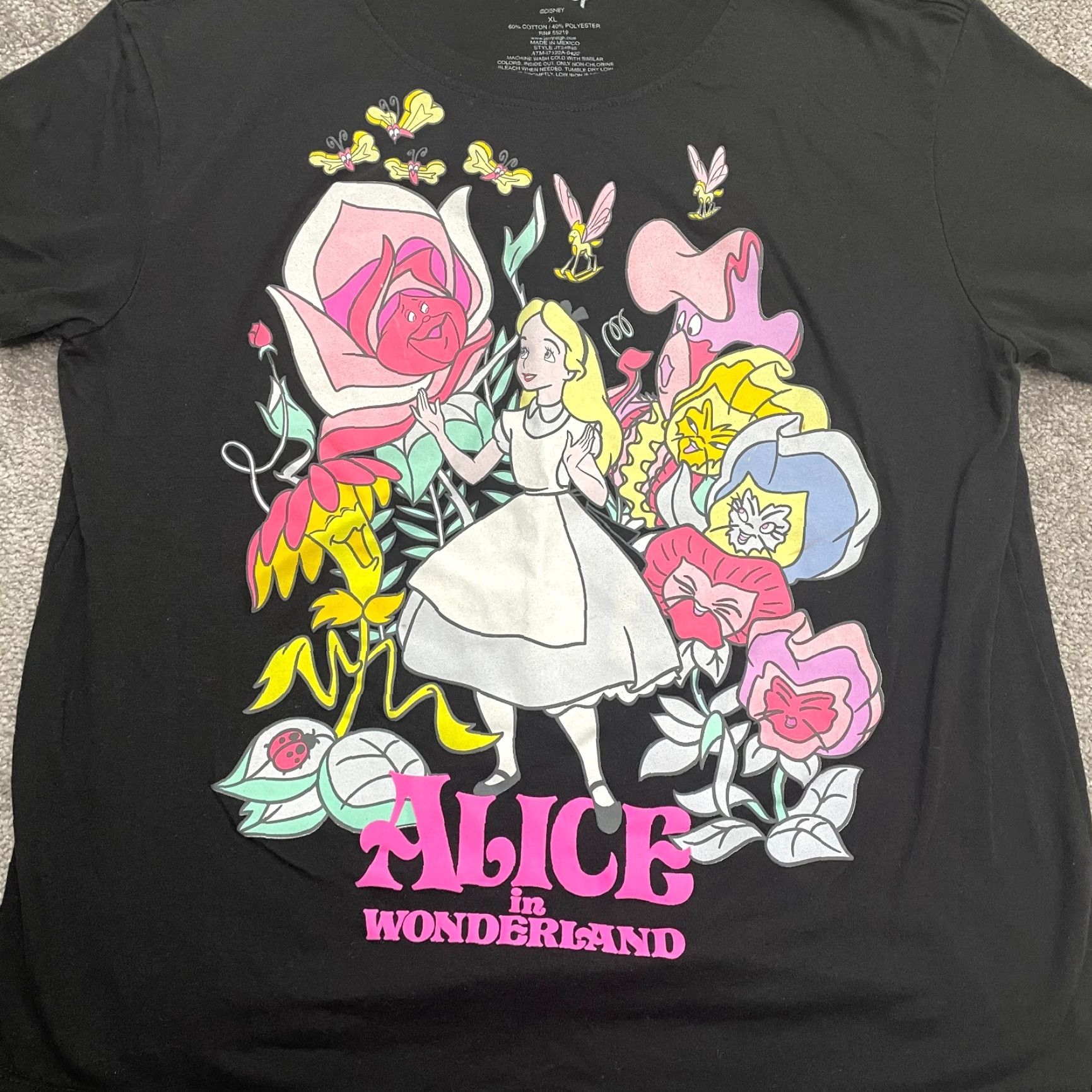 Disney Disney Alice In Wonderland Graphic T-Shirt Womens XL Black Crew Neck Casual Tee Size XL / US 12-14 / IT 48-50 - 3 Thumbnail