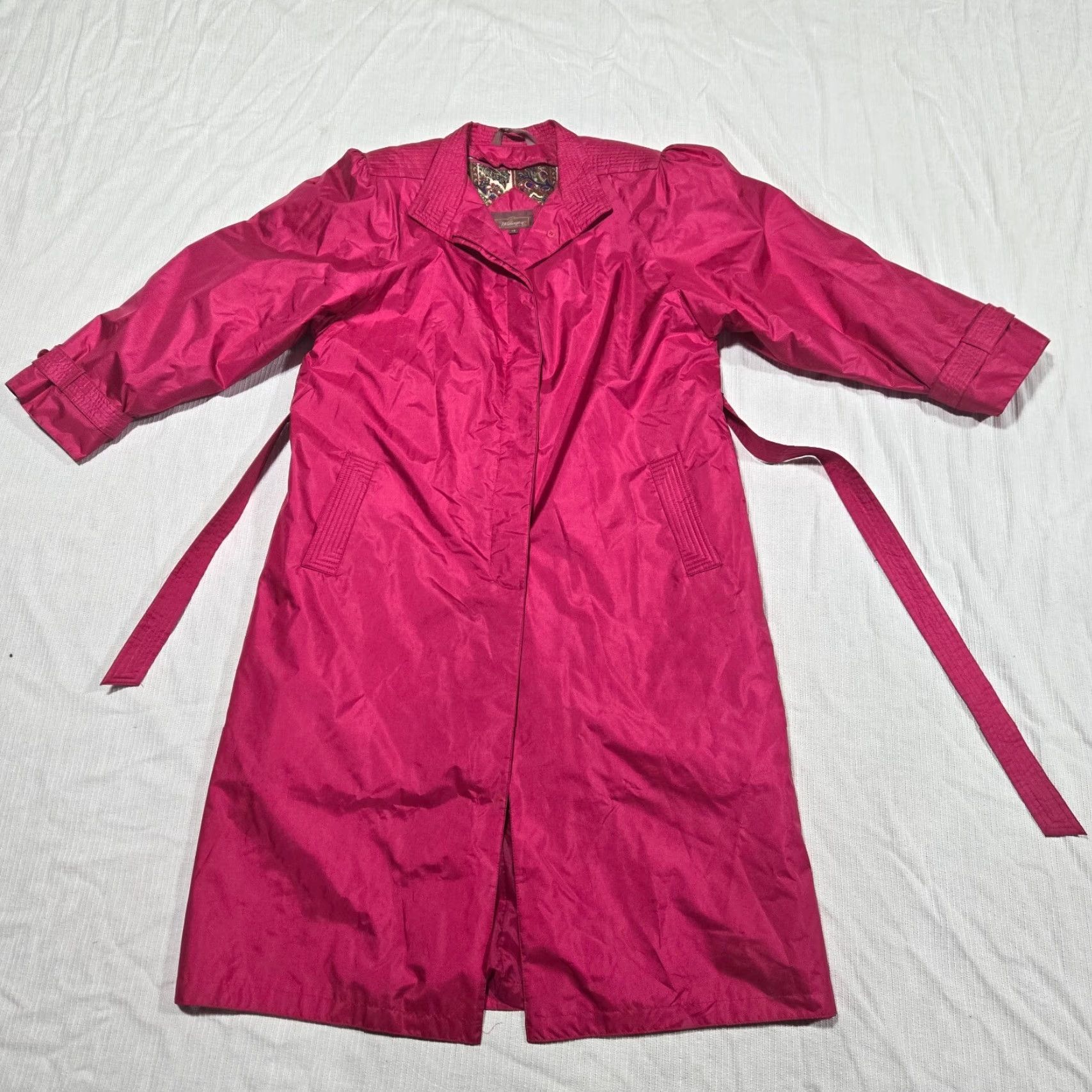 Worthington VINTAGE Worthington Coat Trench Coat Overcoat Nylon Pink 14 Women 80s 90s Rainwear Mid-Length, Long Sleeve, Solid, Regular Fit Size XL / US 12-14 / IT 48-50 - 3 Thumbnail