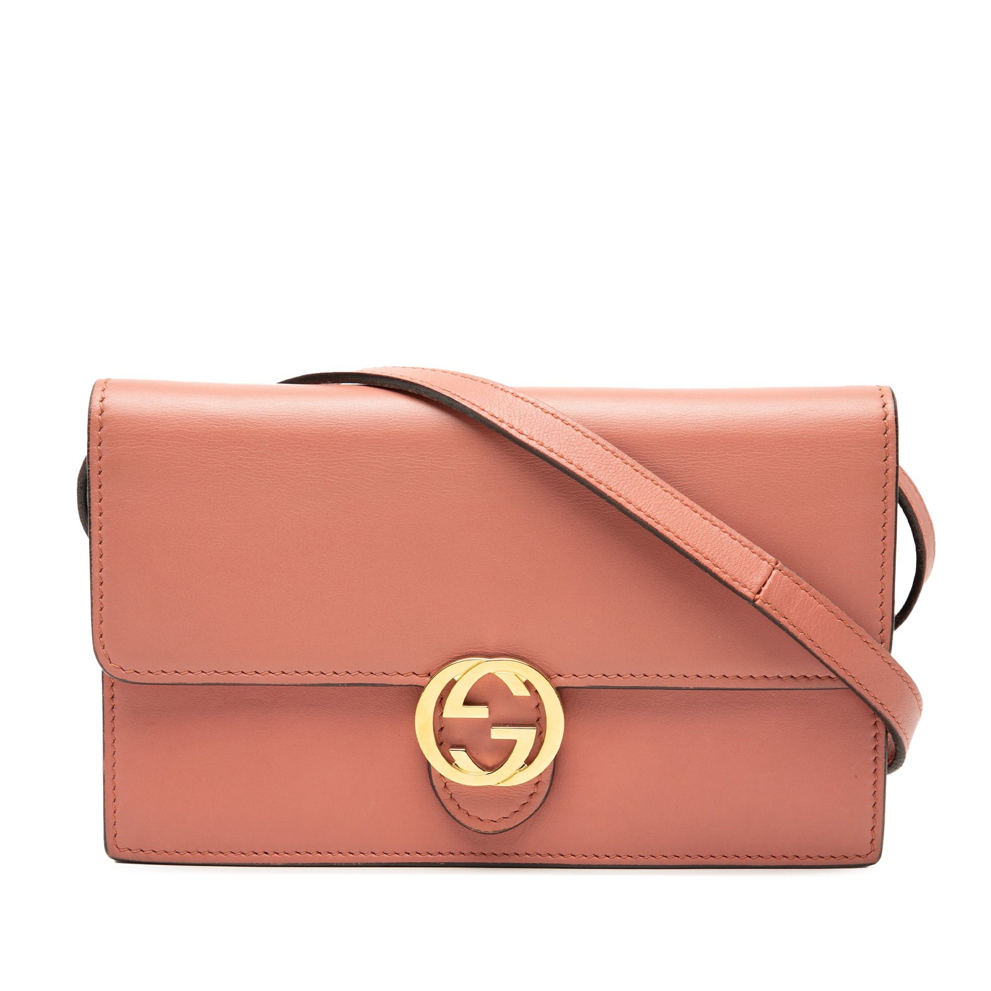 Gucci Leather Interlocking G Dollar Wallet On Strap Size ONE SIZE - 1 Thumbnail
