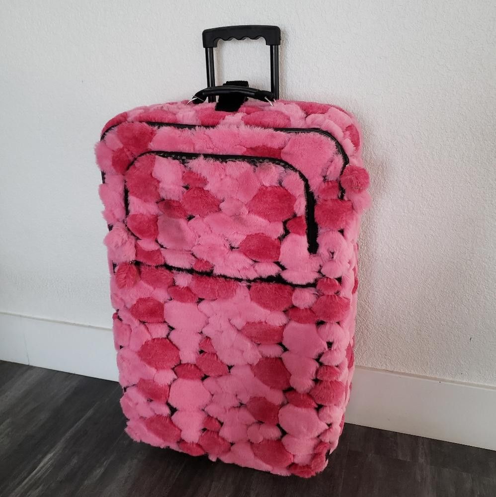 Designer Pink Faith Knight Faux Fur Poofball Luggage Size ONE SIZE - 7 Thumbnail
