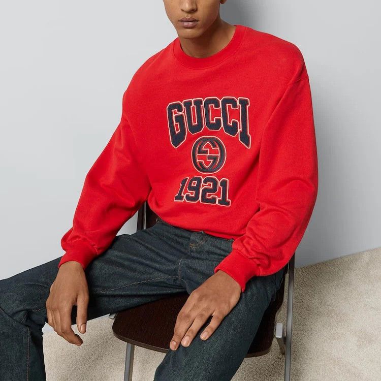 Gucci o1loc1c0925 Cotton Jersey Sweatshirt With Embroidery in Red Size US XXL / EU 58 / 5 - 3 Thumbnail