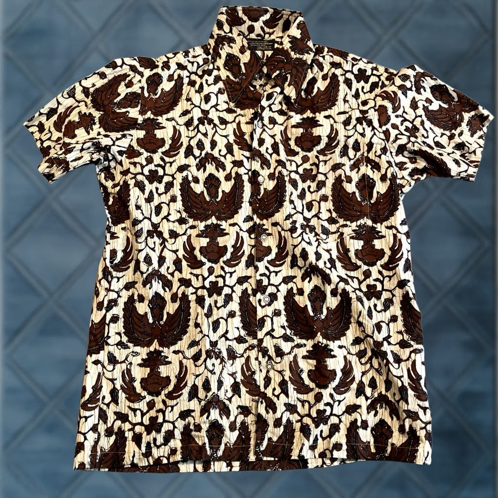 Vintage VINTAGE PILOT Short Sleeve Hawaiian / Batik Print Shirt Large Brown Cotton Button-Up Shirts Mens 15 1/2" 3Pockets Casual Summer 0 Size US L / EU 52-54 / 3 - 1 Thumbnail