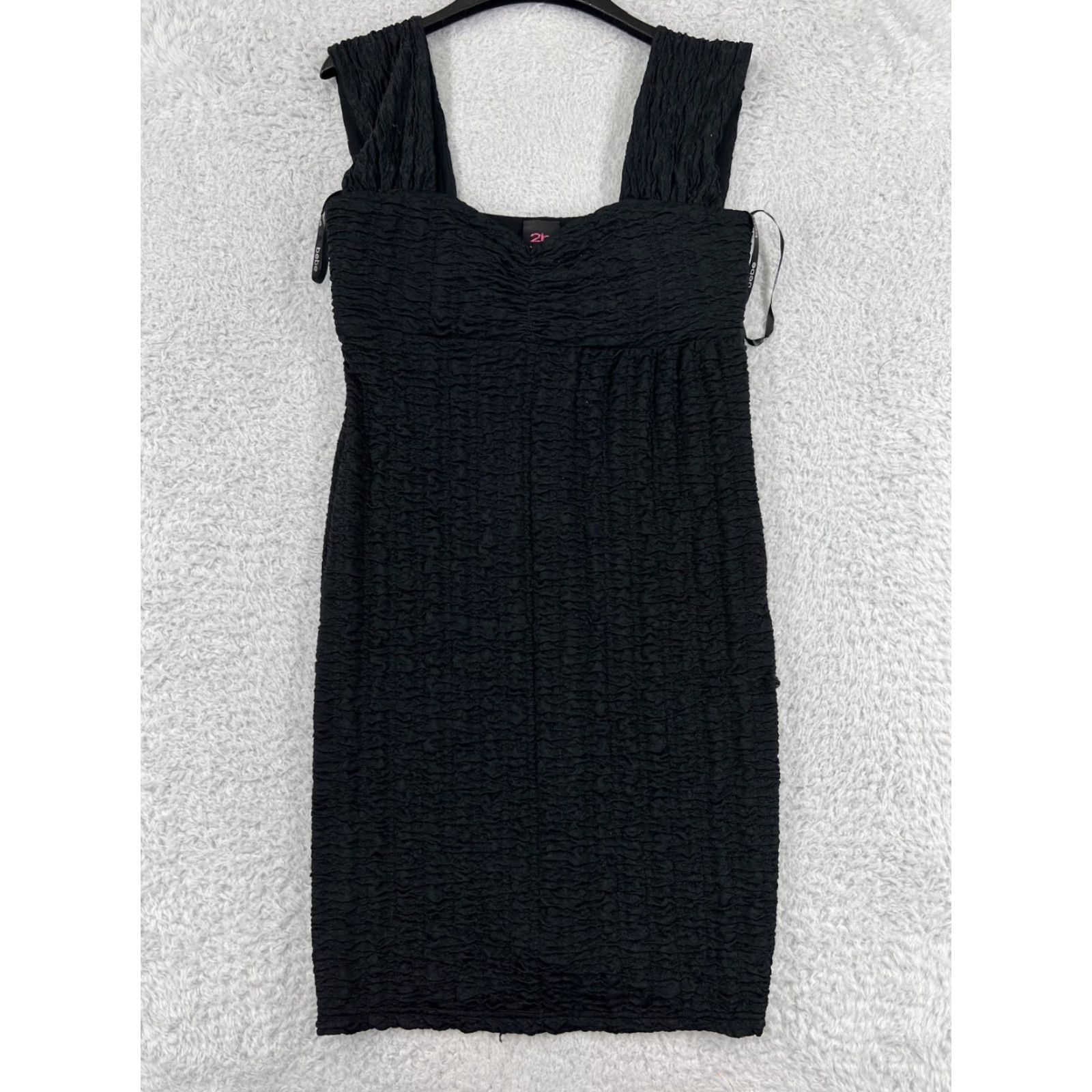 Bebe 2b bebe Dress Womens Medium Black Sheeth Ruffle Wide Strap Polyester Rayon Lined Size M / US 6-8 / IT 42-44 - 2 Thumbnail
