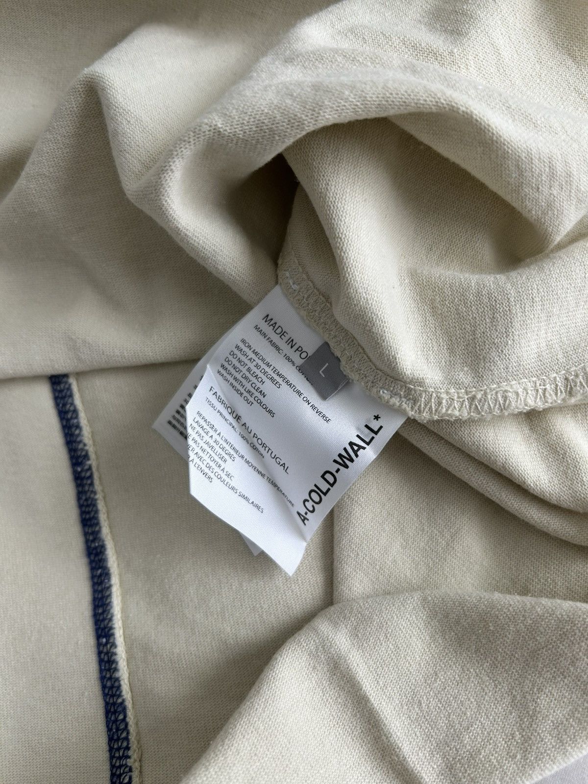 A-COLD-WALL* A Cold Wall Tee Cotton Single Jersey Bone Intersect ACW Size US L / EU 52-54 / 3 - 6 Thumbnail