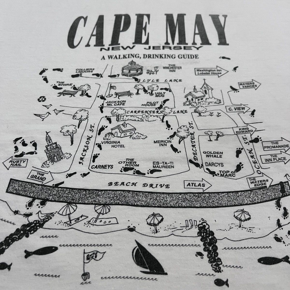 Vintage Vintage 90s CAPE MAY NEW JERSEY a walking drinking guide Tee Size US M / EU 48-50 / 2 - 3 Thumbnail