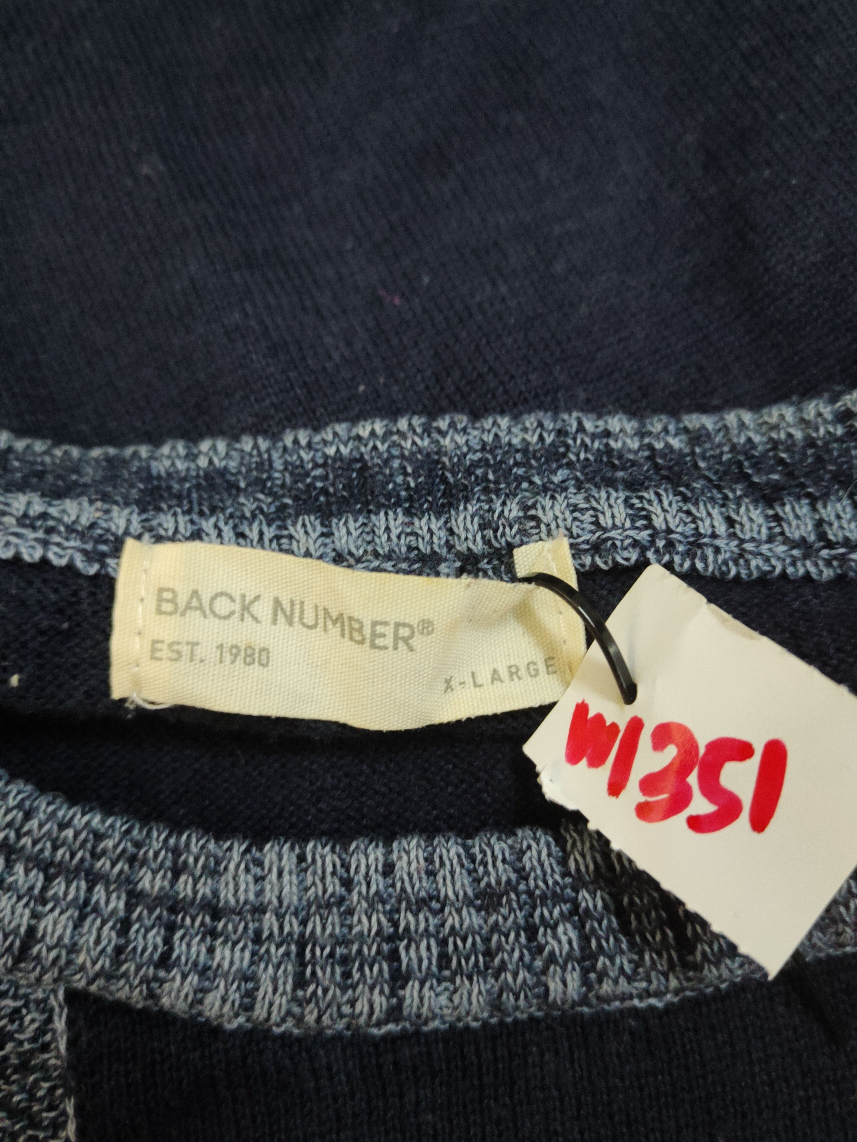 Homespun Knitwear Back Number patchwork Navy Knitwear Sweatshirts #W1351 Size US M / EU 48-50 / 2 - 11 Thumbnail