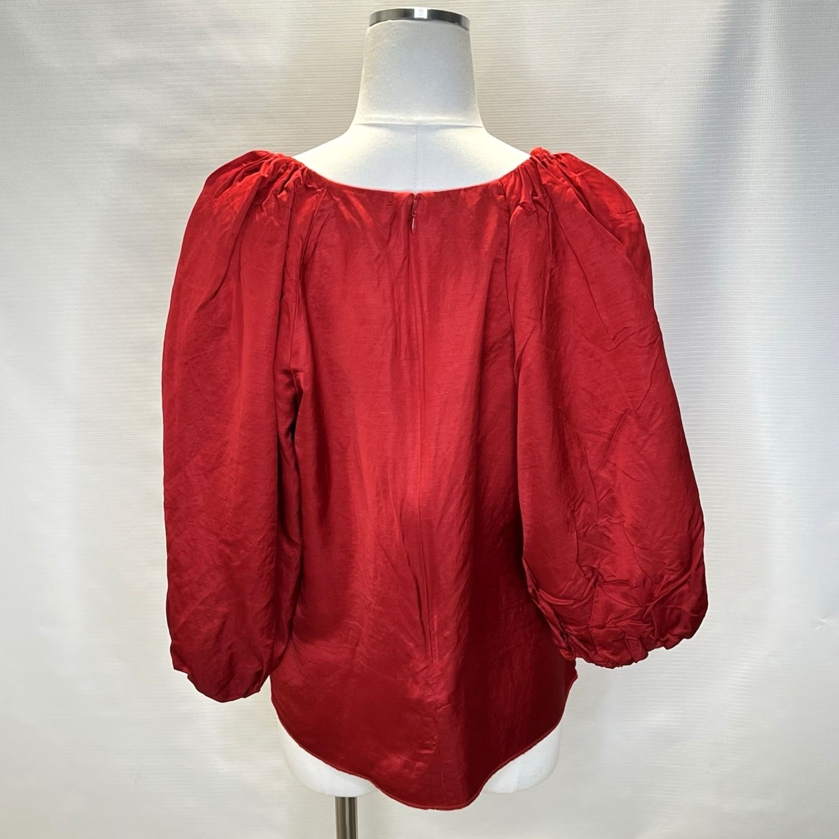 Ralph Lauren Ralph Lauren Womens Blouse Red Satin Shantung 3/4 Sleeve V-Neck Hook & Eye Size 14 Regular Linen Polyester Viscose Lined Casual Vintage No Size XL / US 12-14 / IT 48-50 - 7 Thumbnail