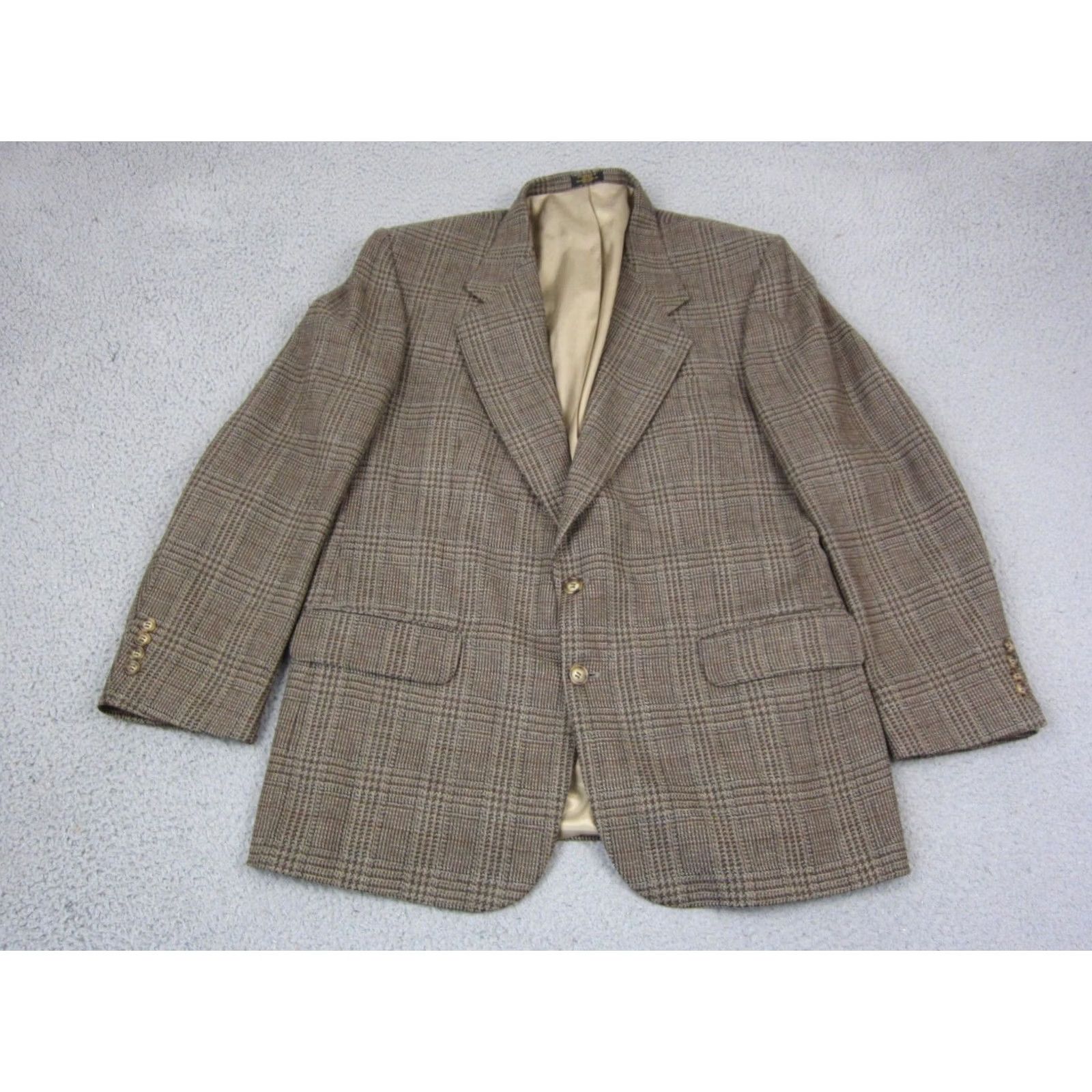 Stafford Stafford Blazer Jacket Mens 40 Wool Tweed Brown Single-Breasted 2-Button Notch Lapel Solid Vintage Style 80s 90s City Classic Size 40R - 2 Thumbnail