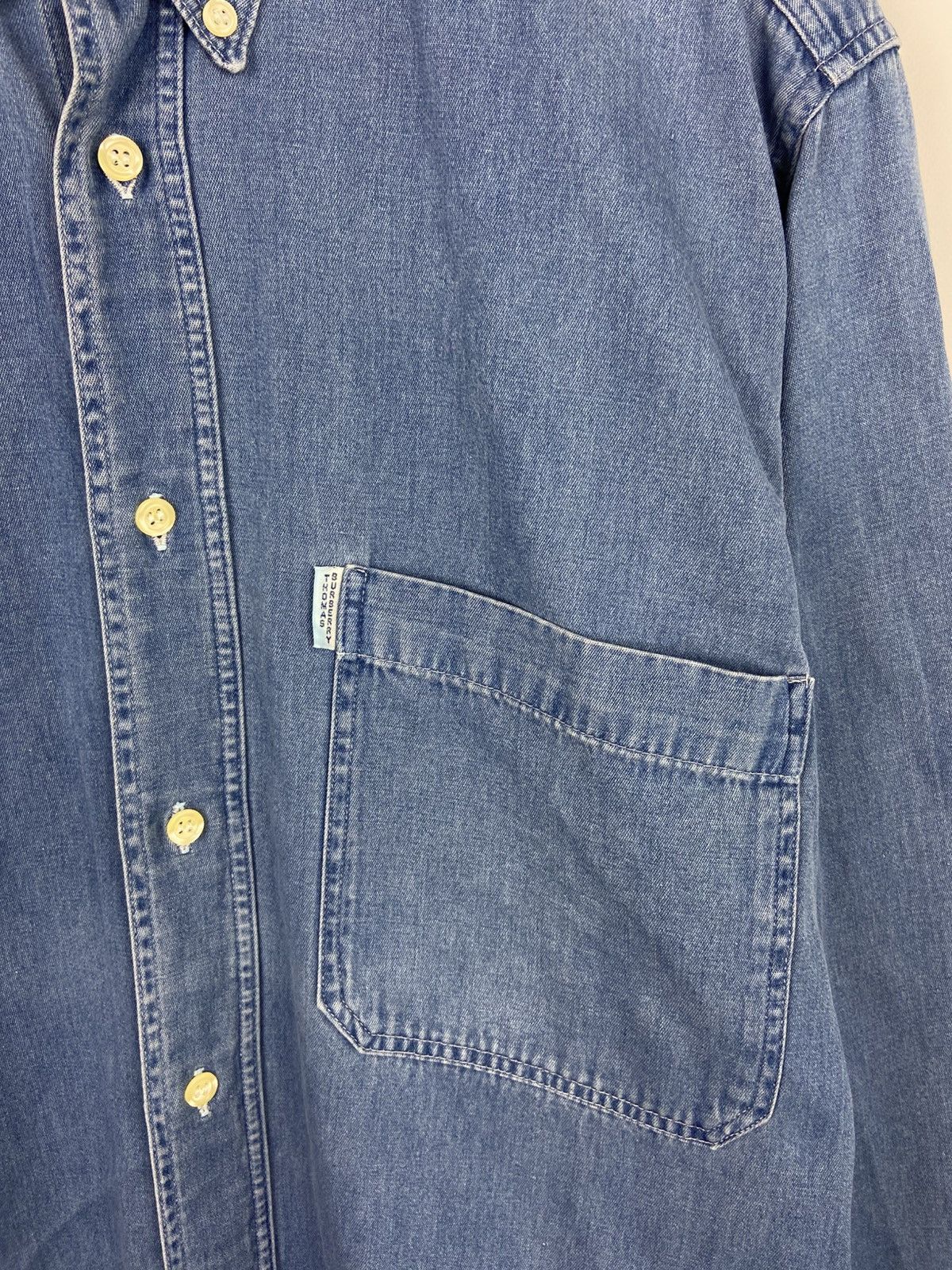Burberry Vintage Thomas Burberry Denim Blue Men's Button-Up Shirt Size US S / EU 44-46 / 1 - 5 Thumbnail