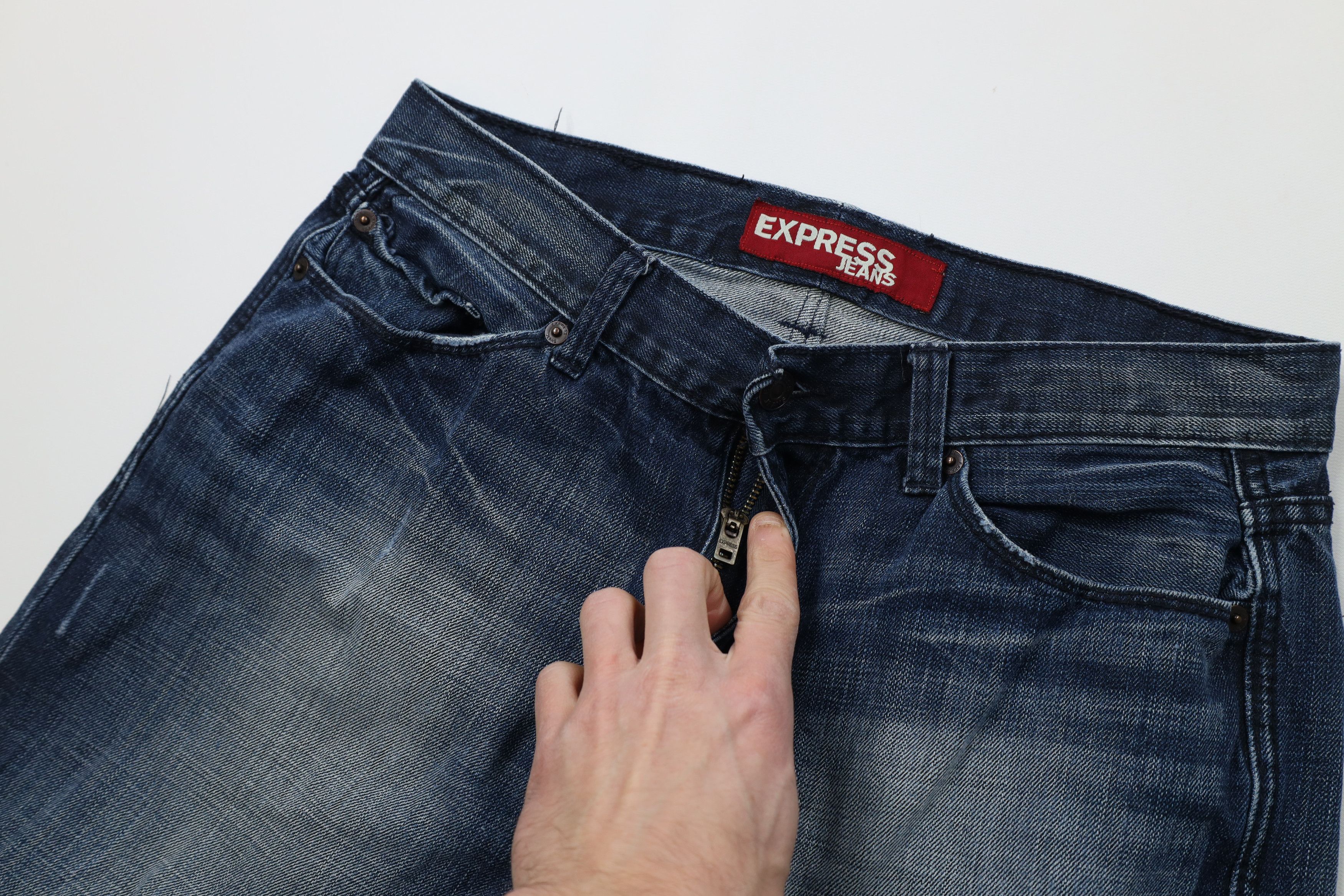 Express Express Fit Rocco Low Rise Boot Cut Wide Leg Jeans Blue Size US 32 / EU 48 - 7 Thumbnail