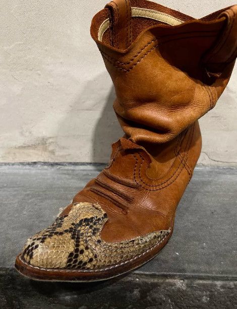 Junya Watanabe JUNYA WATANABE MAN 2000s Snakeskin Panel Pointed-Toe Boots Size US 6.5 / EU 39-40 - 8 Thumbnail