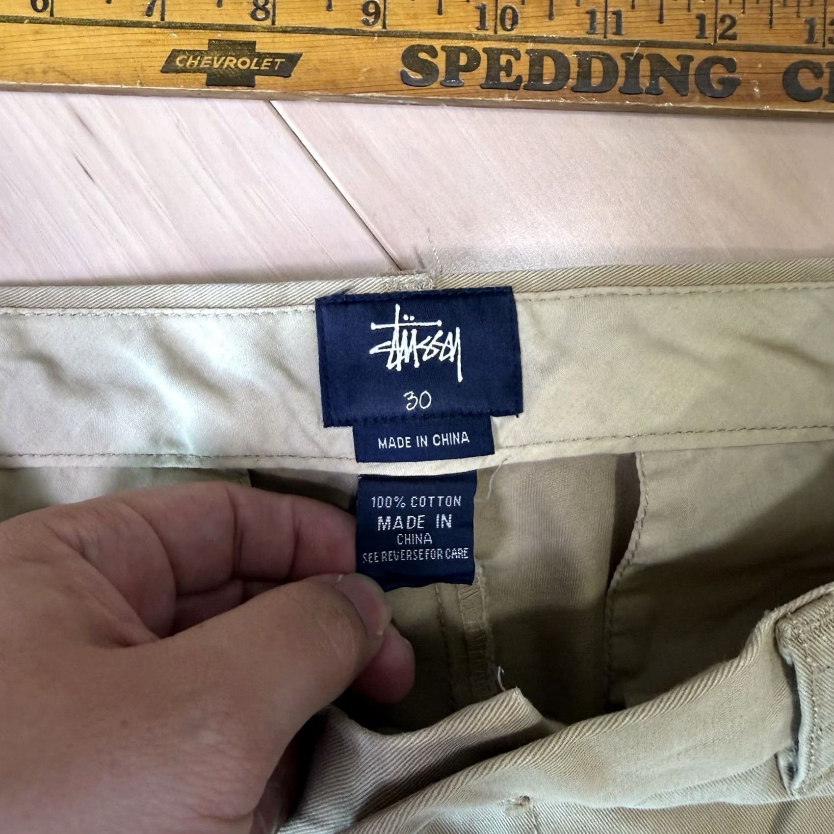 Vintage VINTAGE Stussy Chino Pants 30 Khaki Minimalist Streetwear Los Angeles Skater Pants mens Regular Straight Beige Cotton 5-Pocket Logo Garm Cord? Size US 30 / EU 46 - 4 Thumbnail