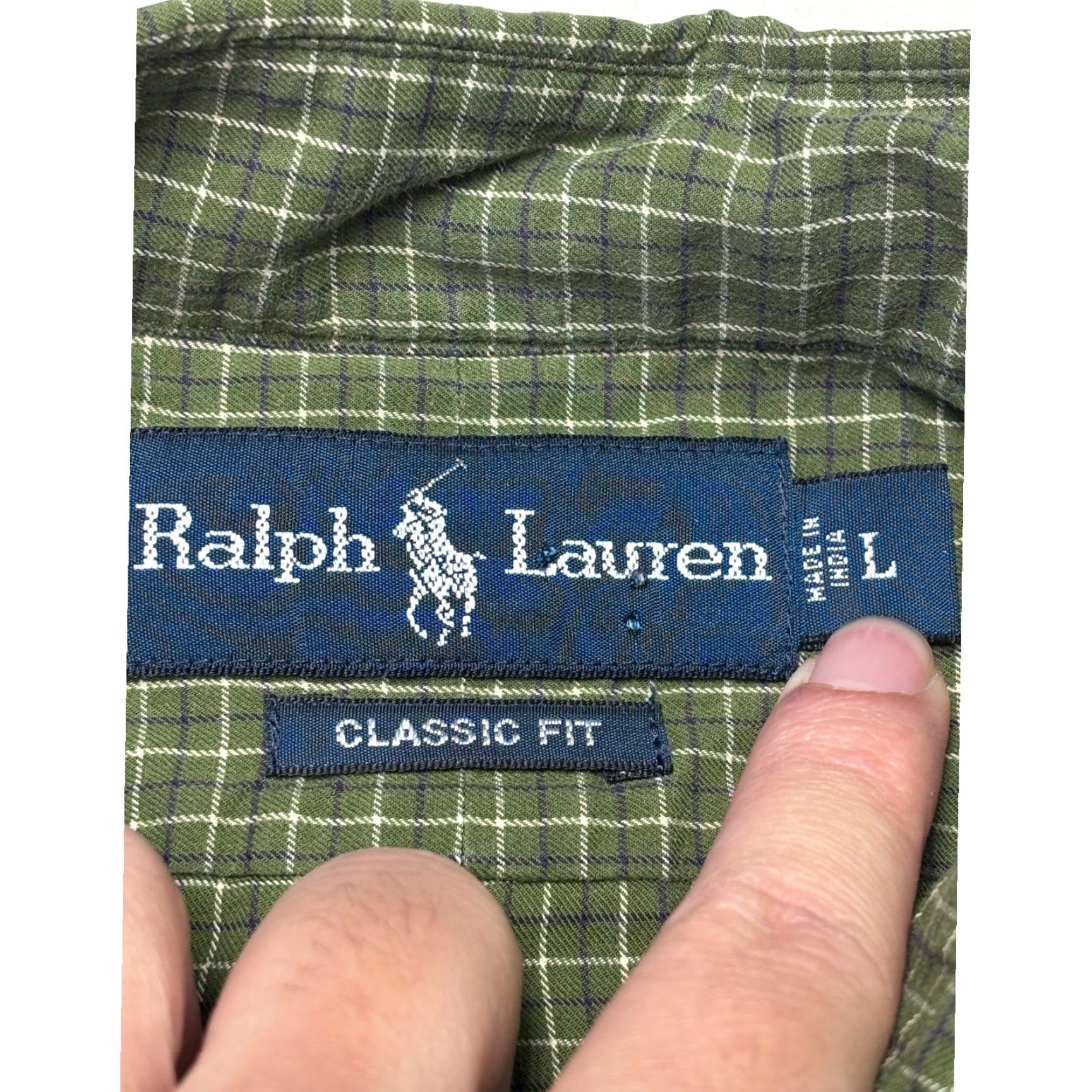 Ralph Lauren Ralph Lauren Button-Up Shirt Men Large Green White Navy Plaid Check Classic Fit with Pockets Size US L / EU 52-54 / 3 - 4 Thumbnail
