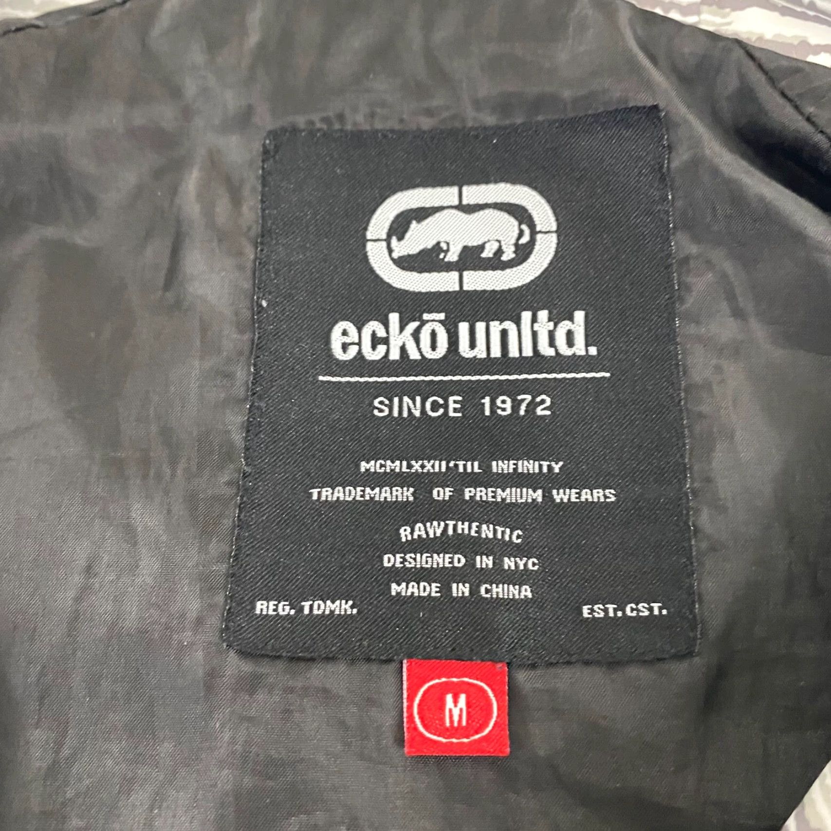 Ecko Unltd. ECKO UNLTD Jacket Men Medium Gray Camouflage Hooded Windbreaker Y2K Skater Rhino Jacket Size US M / EU 48-50 / 2 - 2 Thumbnail