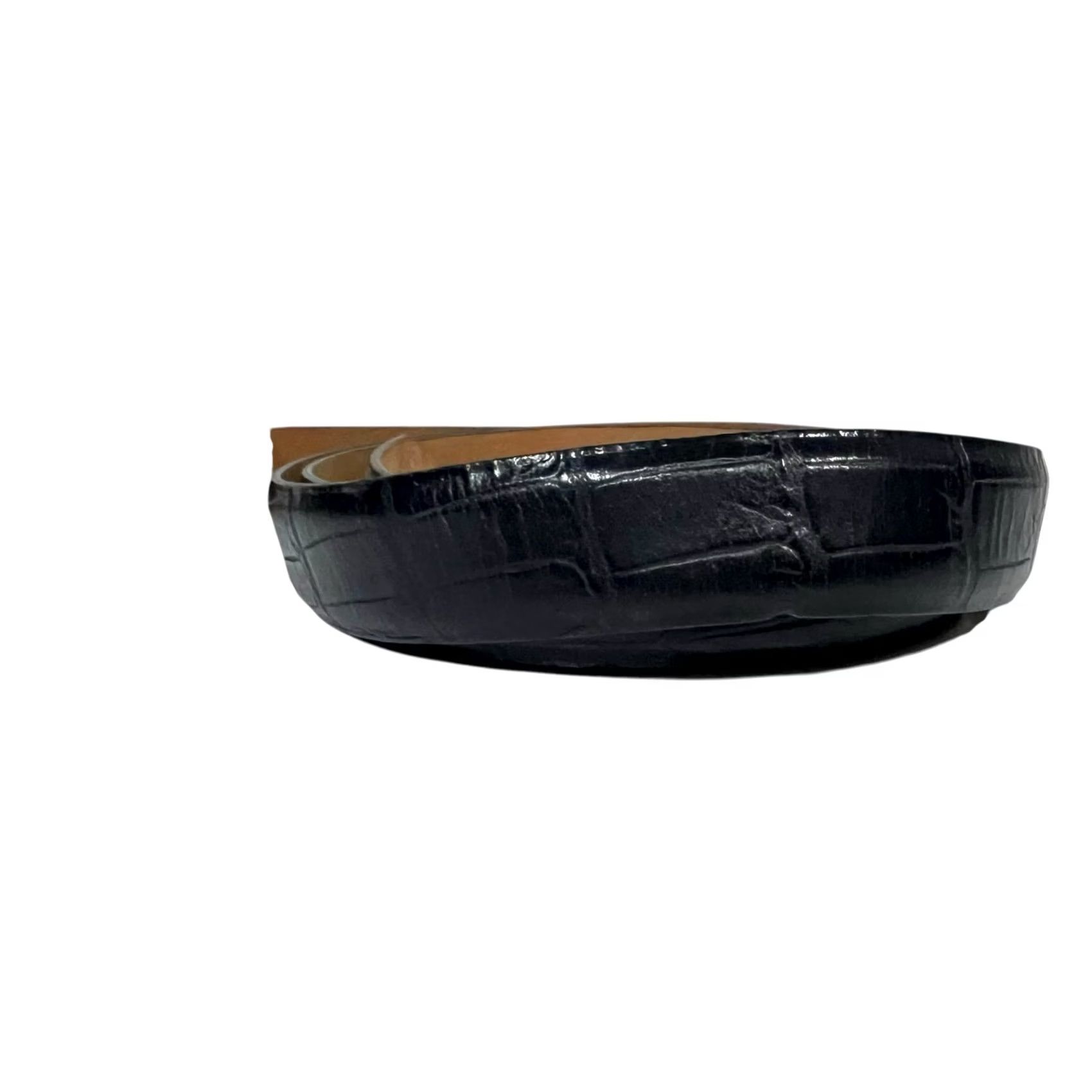 Skin Romo Tulliani Belt Men 60 Black Croc Textured Embossed Calf Leather Italy Size ONE SIZE - 5 Thumbnail