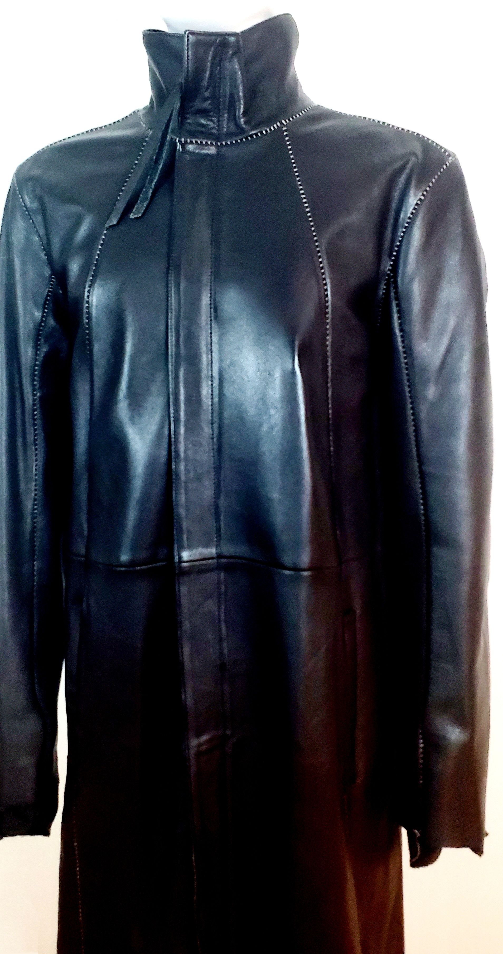 Army Of Me Army of Me Draped Genuine Leather Parka Overcoat Jacket Size US XL / EU 56 / 4 - 2 Thumbnail