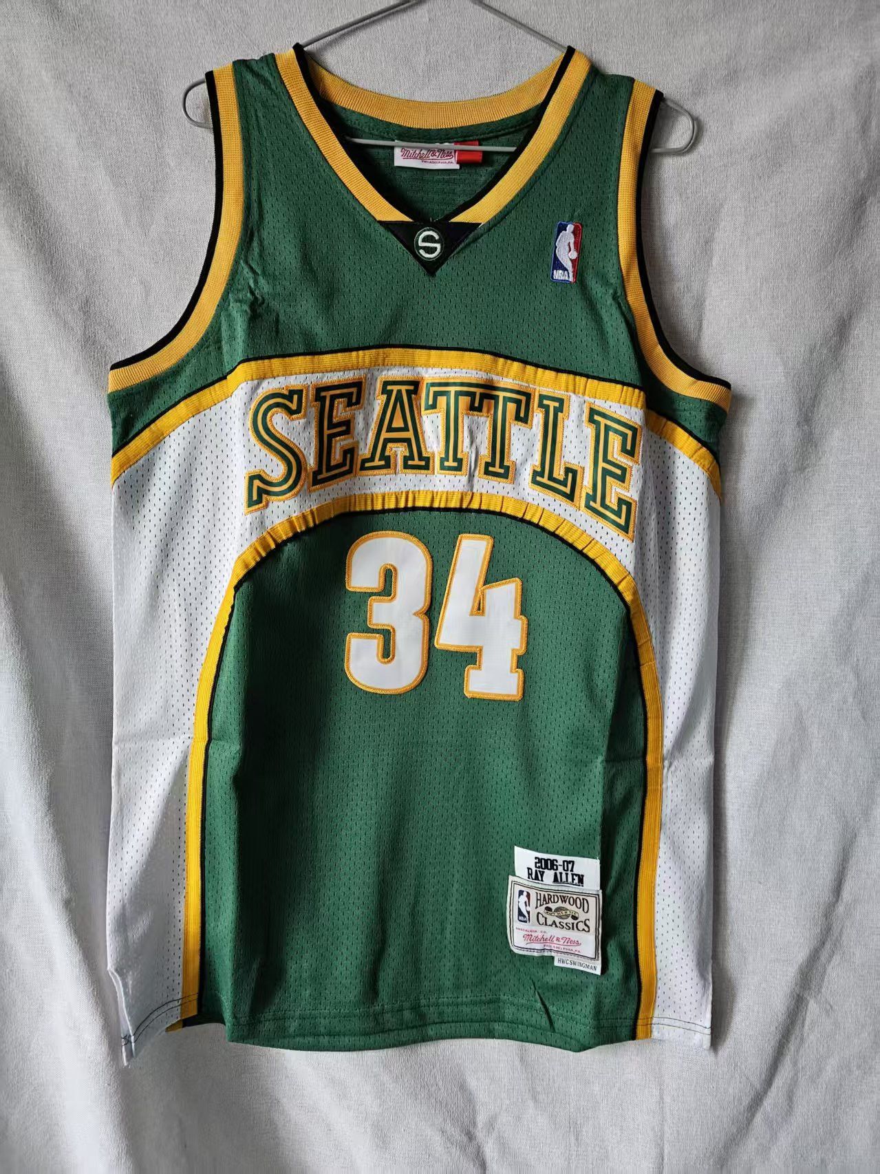 NBA Seattle Supersonics 34 Ray Allen Jersey Stitched Green Size US M / EU 48-50 / 2 - 1 Thumbnail